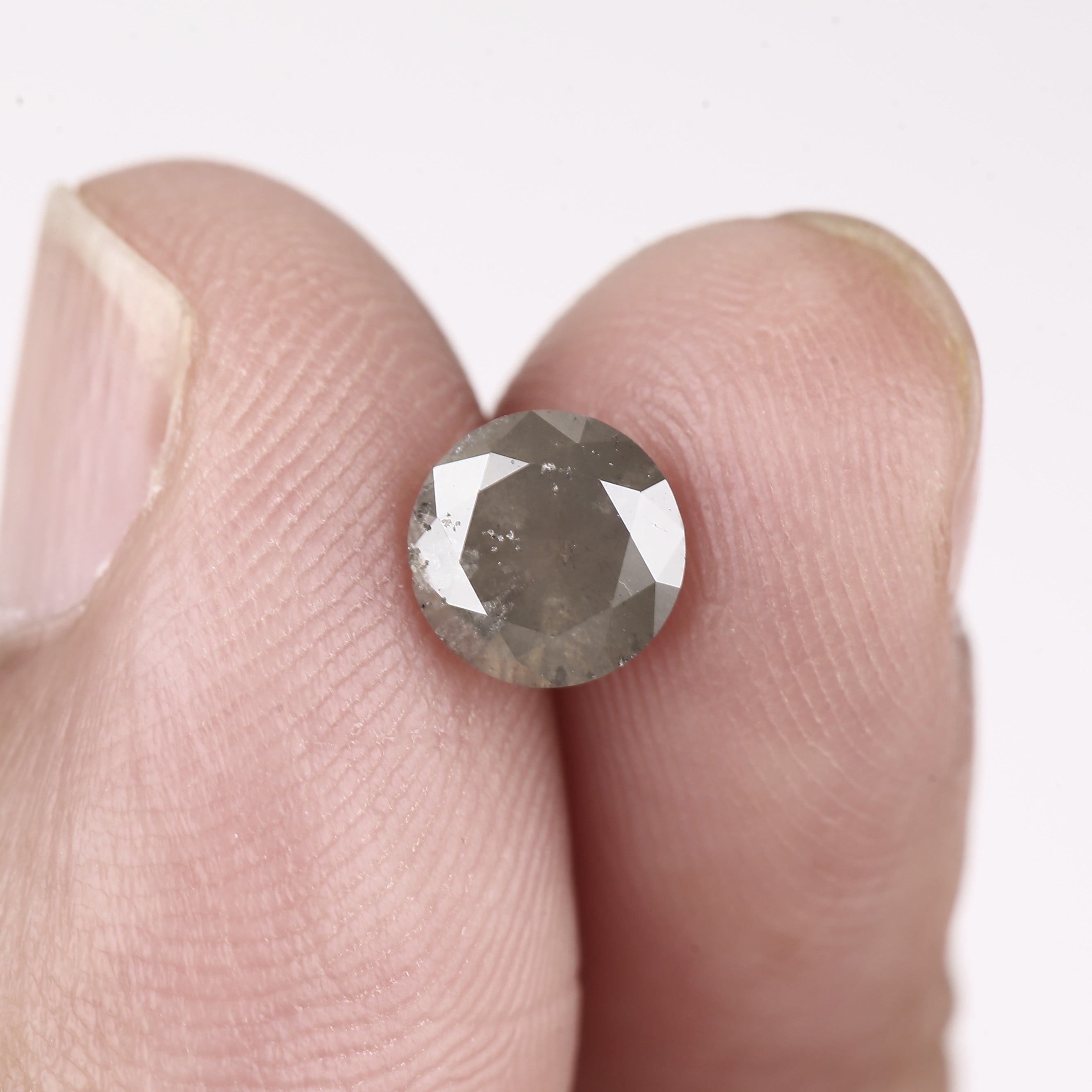 1.03ct Natural Celestial Stormy Gray Salt and Pepper Diamond 6.4 MM