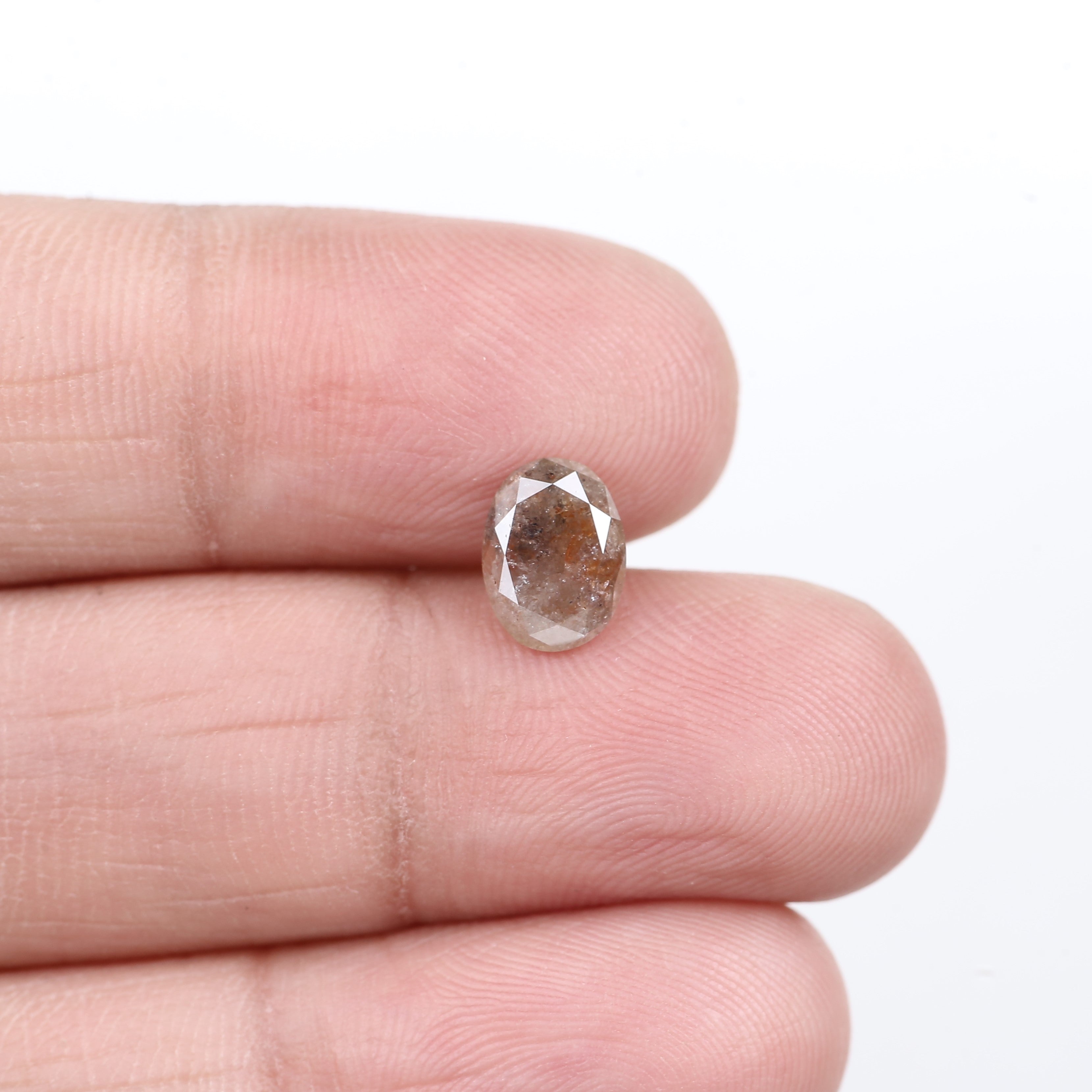 1.42 Carat Natural Orange Oval Salt Pepper Diamond 8.1 MM