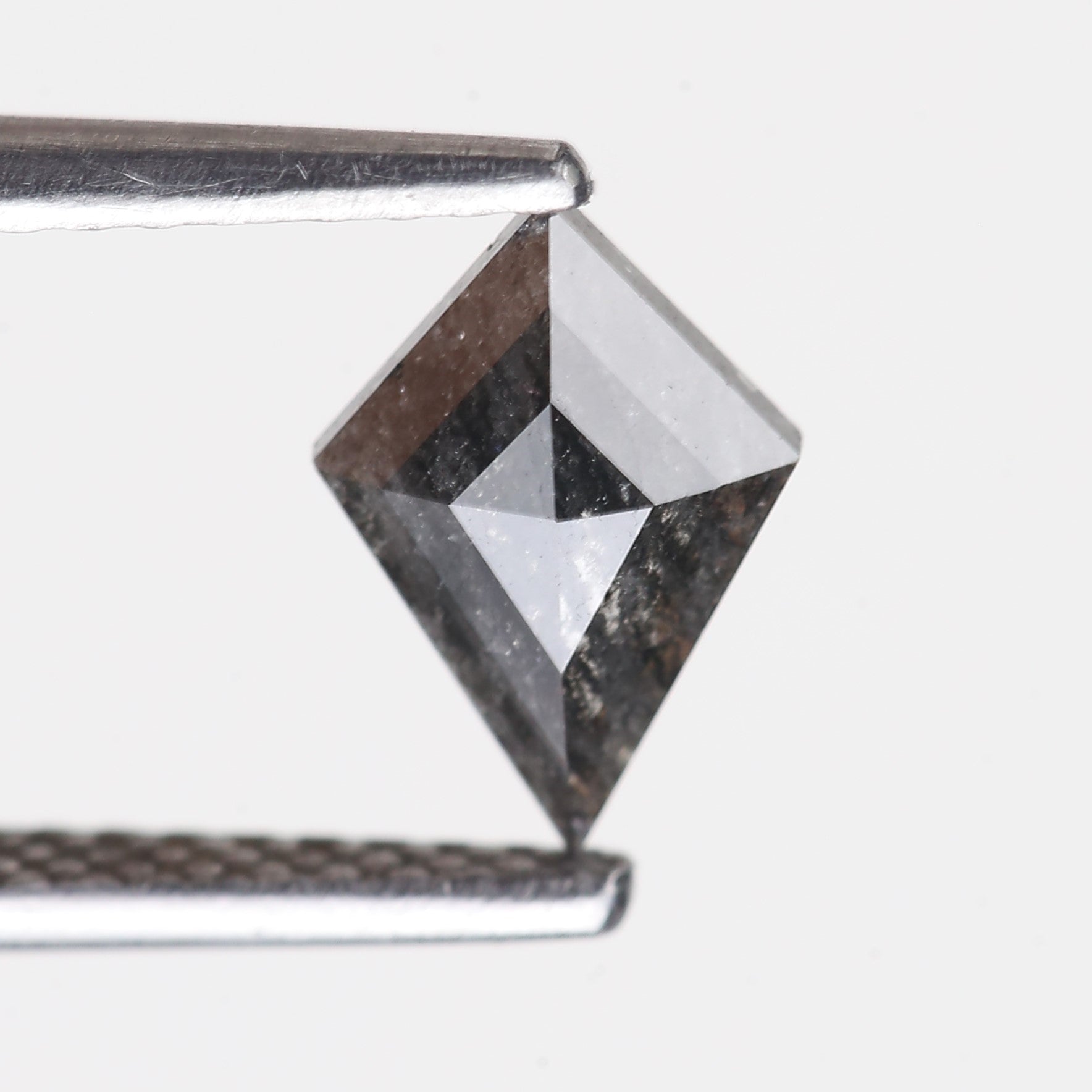 0.58 Carat Natural Salt Pepper Diamond Kite Cut Gray Diamond 8.14 MM
