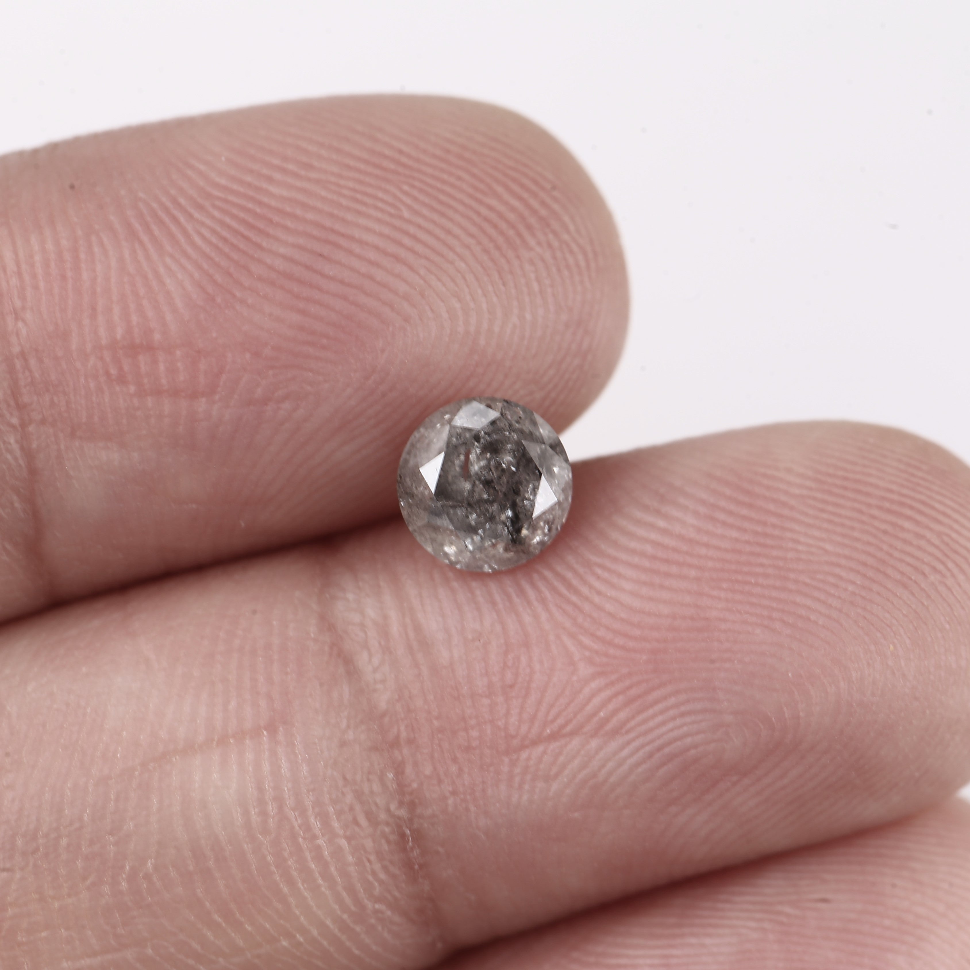 0.98ct Natural Celestial Gray Salt and Pepper Diamond 5.85 MM