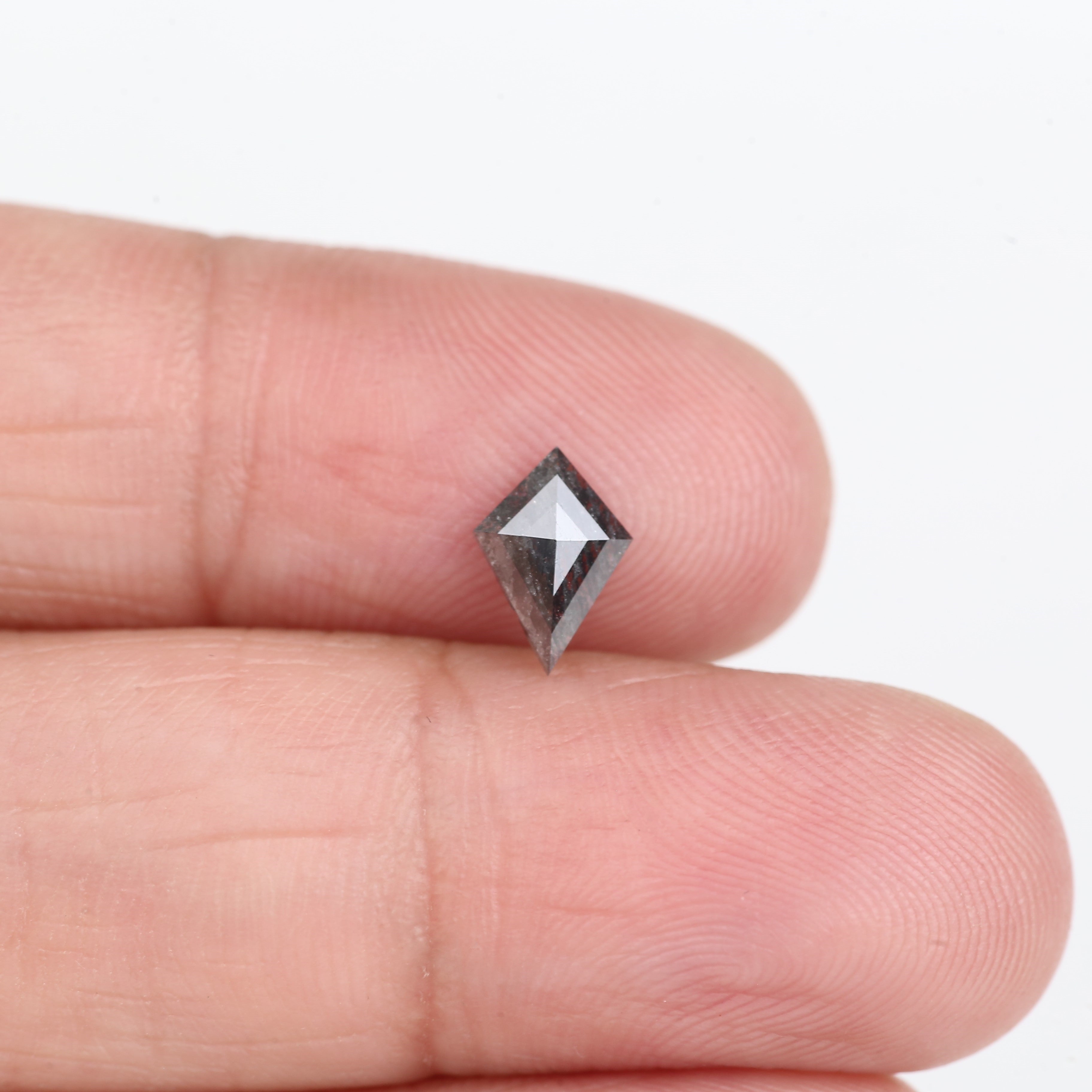 0.58 Carat Natural Salt Pepper Diamond Kite Cut Gray Diamond 8.14 MM