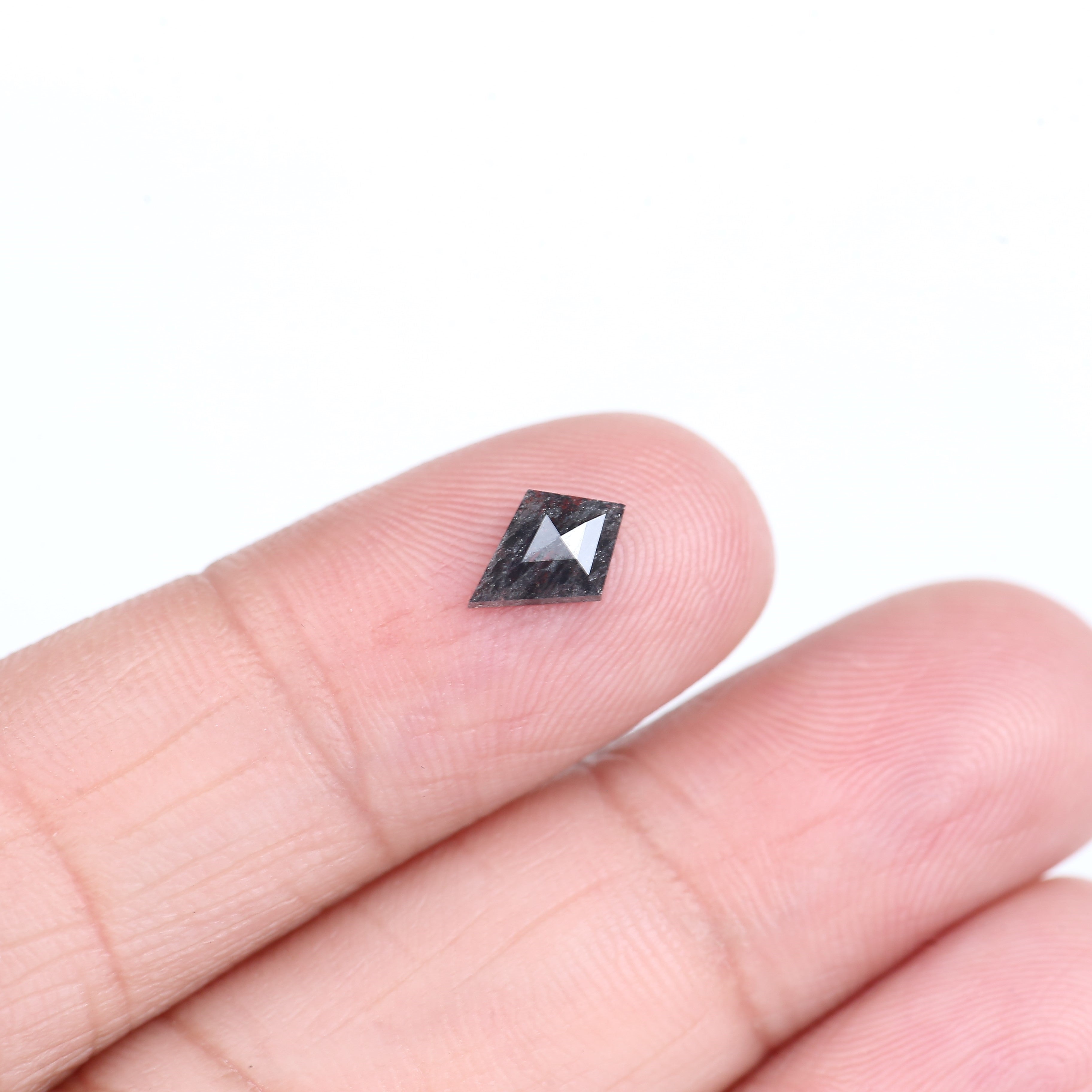 0.58 Carat Natural Salt Pepper Diamond Kite Cut Gray Diamond 8.14 MM