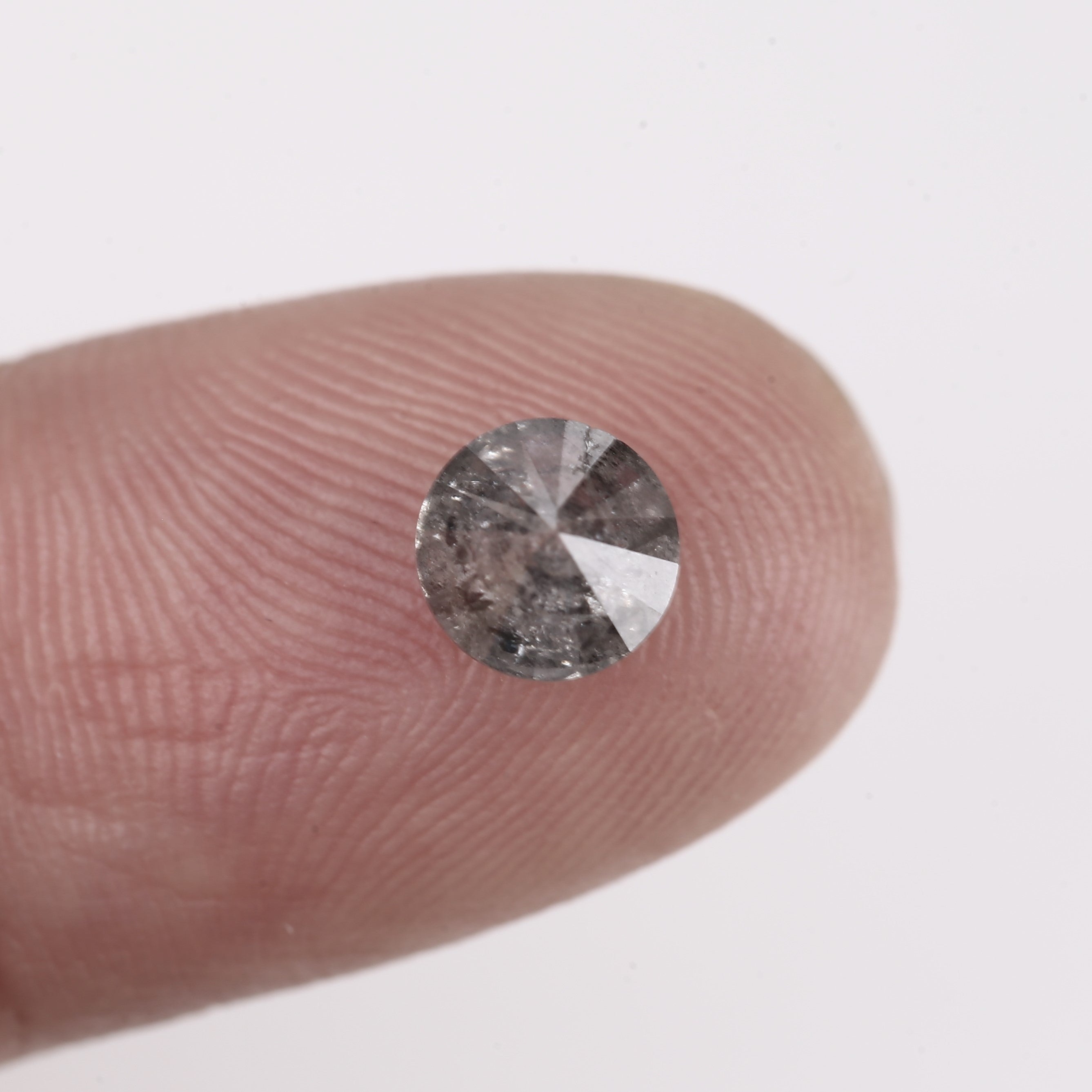 0.98ct Natural Celestial Gray Salt and Pepper Diamond 5.85 MM