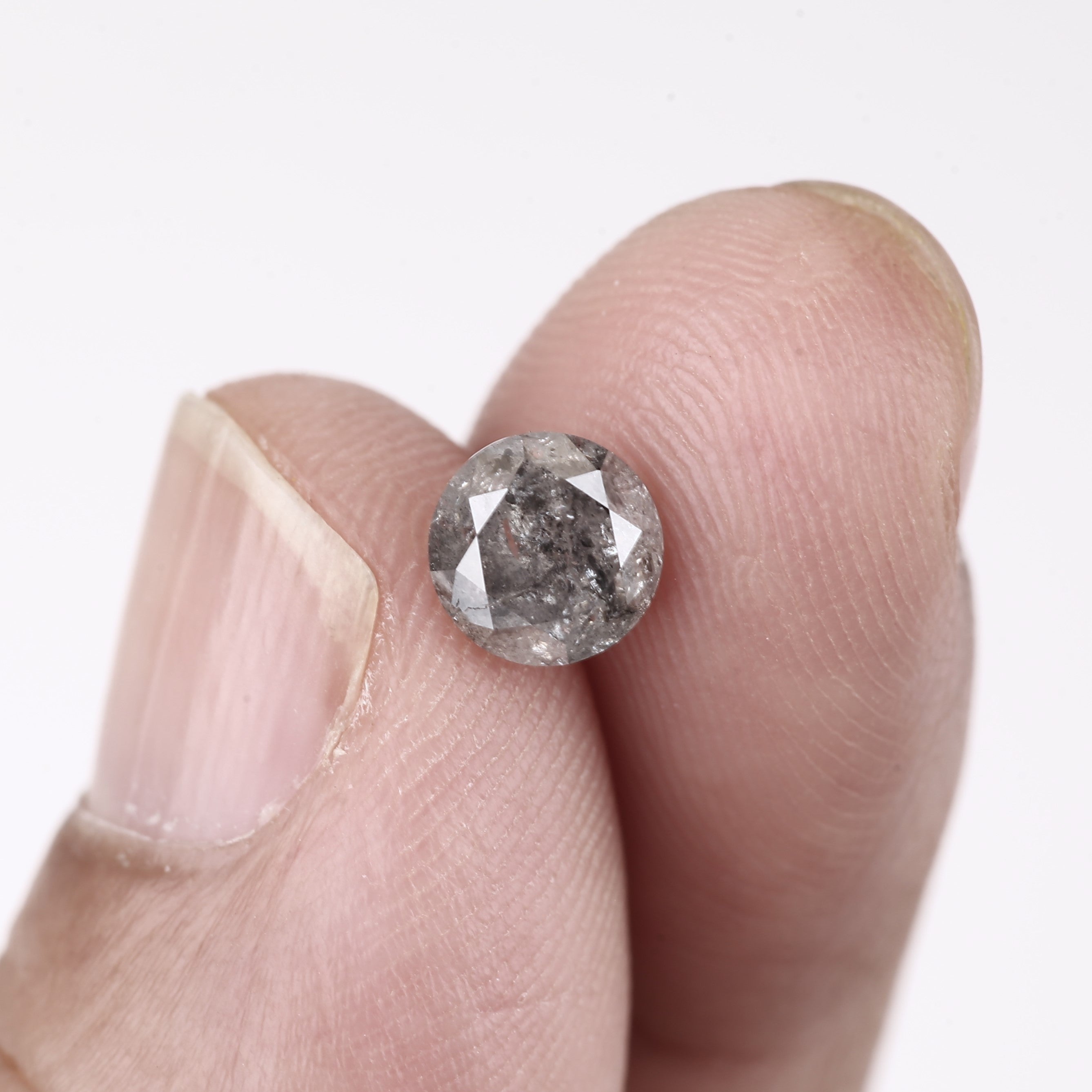 0.98ct Natural Celestial Gray Salt and Pepper Diamond 5.85 MM