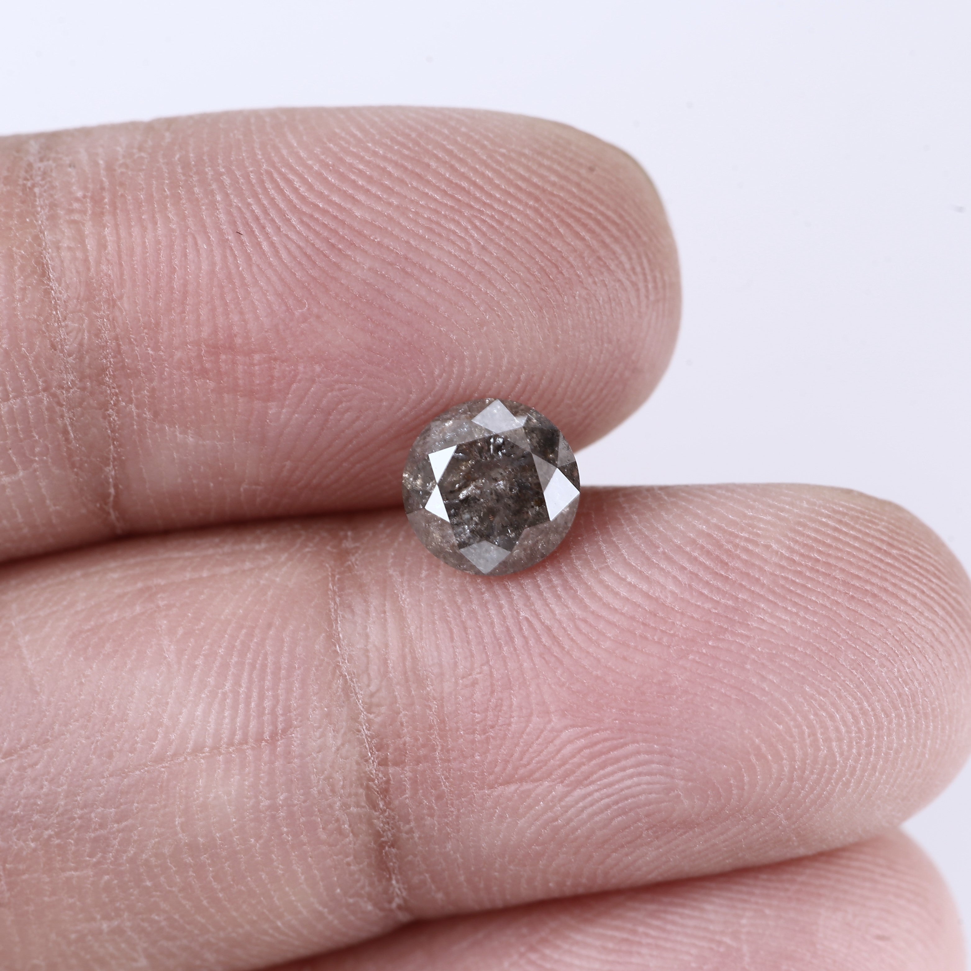 1.36 Carat Natural Fancy Gray Round Salt and Pepper Diamond 6.5 MM