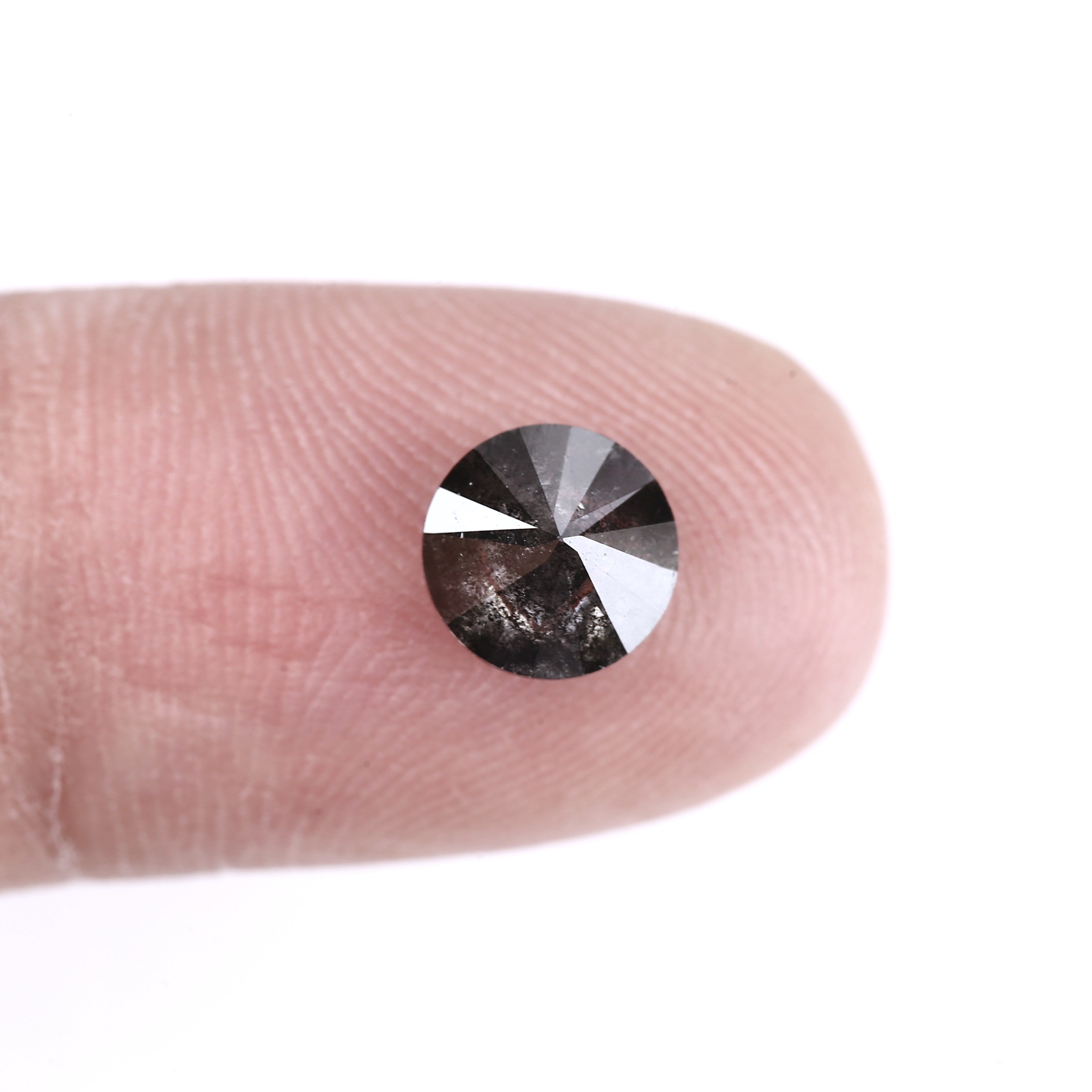 1.30ct Natural Round Shape Black Salt and Pepper Diamond 6.6 MM