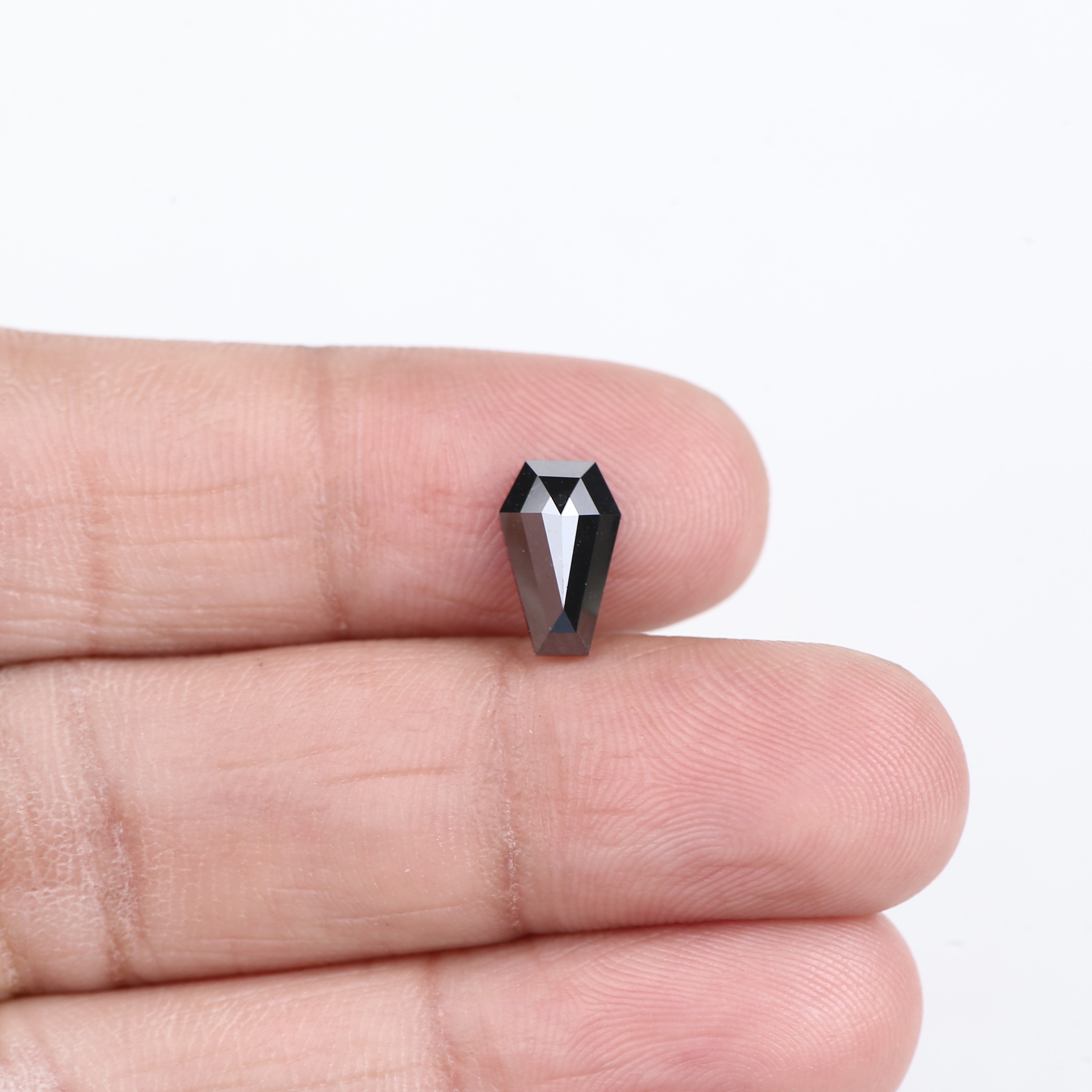 1.71 Carat Coffin Cut Natural Black Diamond 9.8 MM