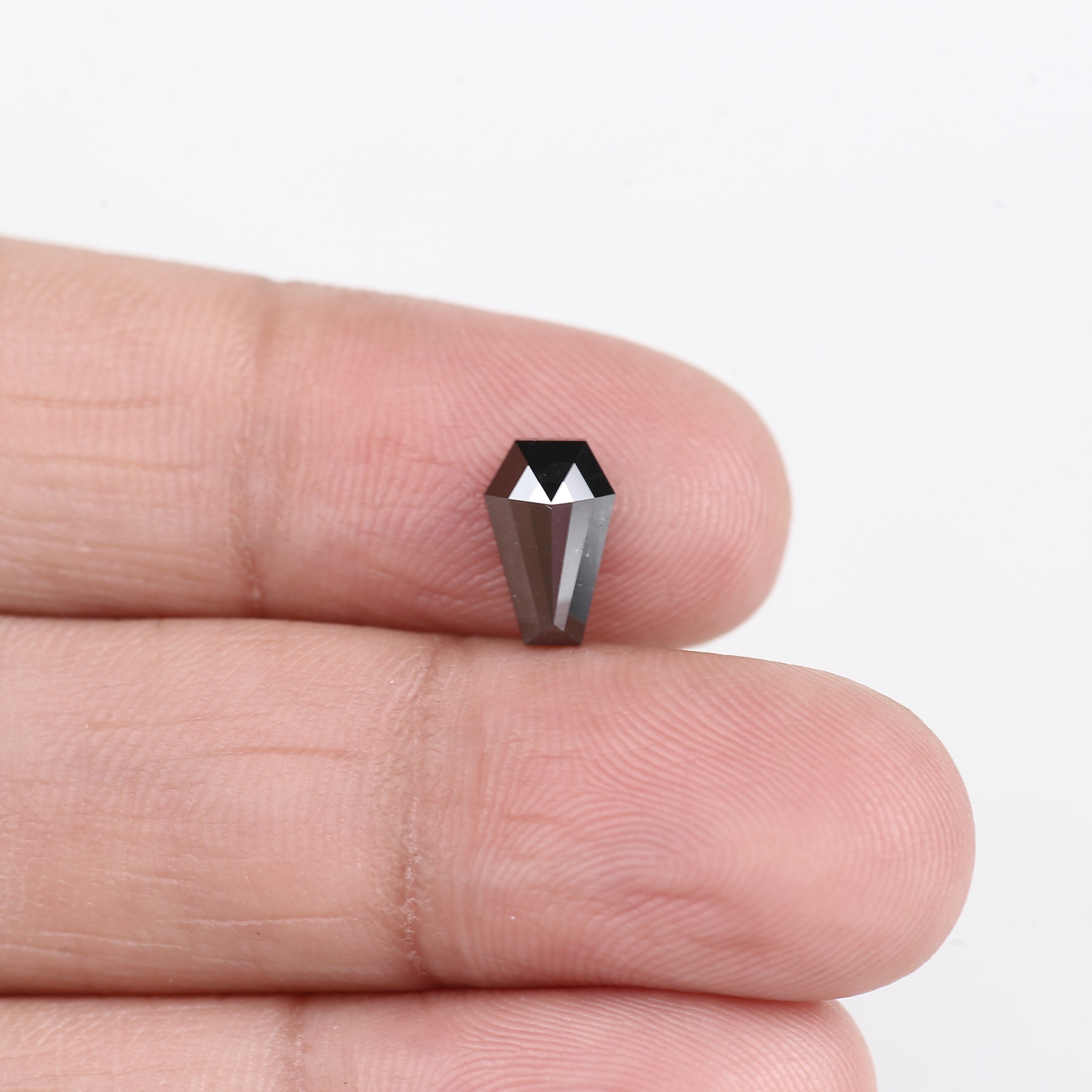1.29 Carat Black Coffin Cut Natural Loose Diamond 8.75 MM