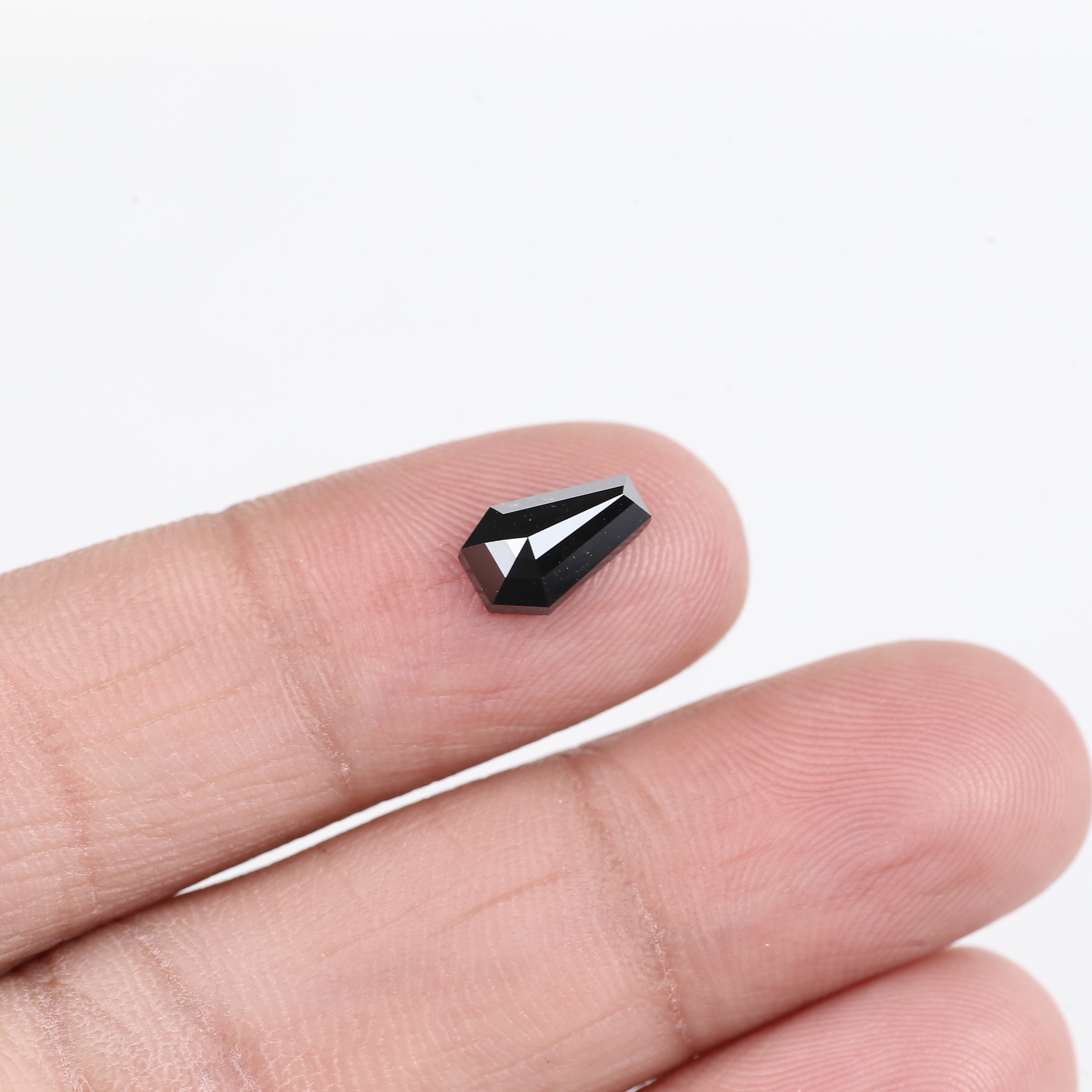 1.29 Carat Black Coffin Cut Natural Loose Diamond 8.75 MM