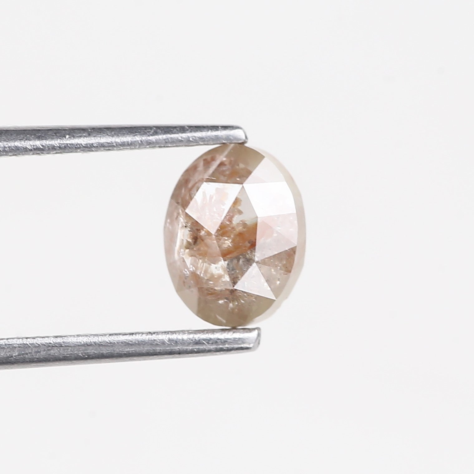 1 Carat Salt and Pepper Diamond Oval Rose Cut Natural Stone 6.6 MM