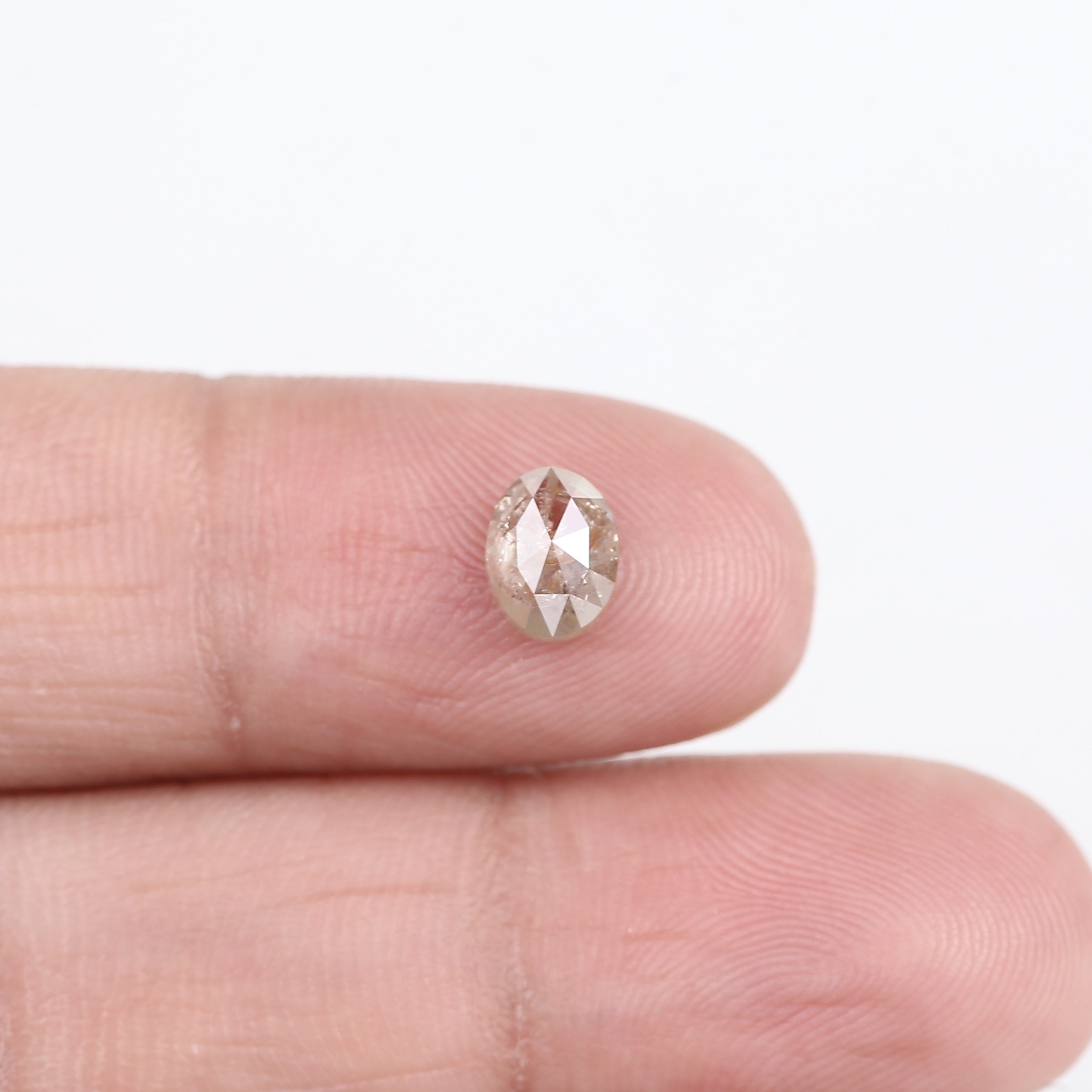 1 Carat Salt and Pepper Diamond Oval Rose Cut Natural Stone 6.6 MM