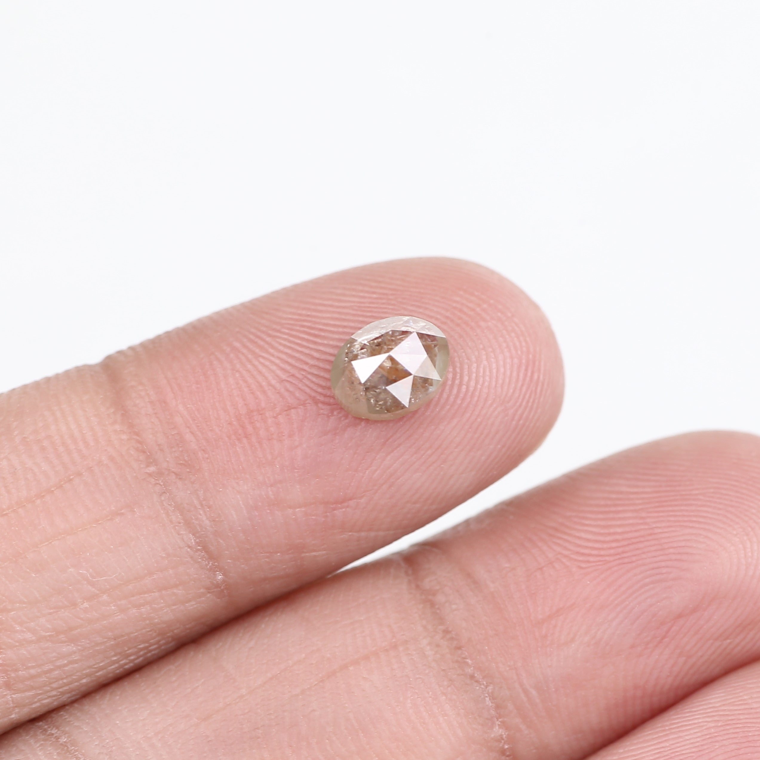 1 Carat Salt and Pepper Diamond Oval Rose Cut Natural Stone 6.6 MM