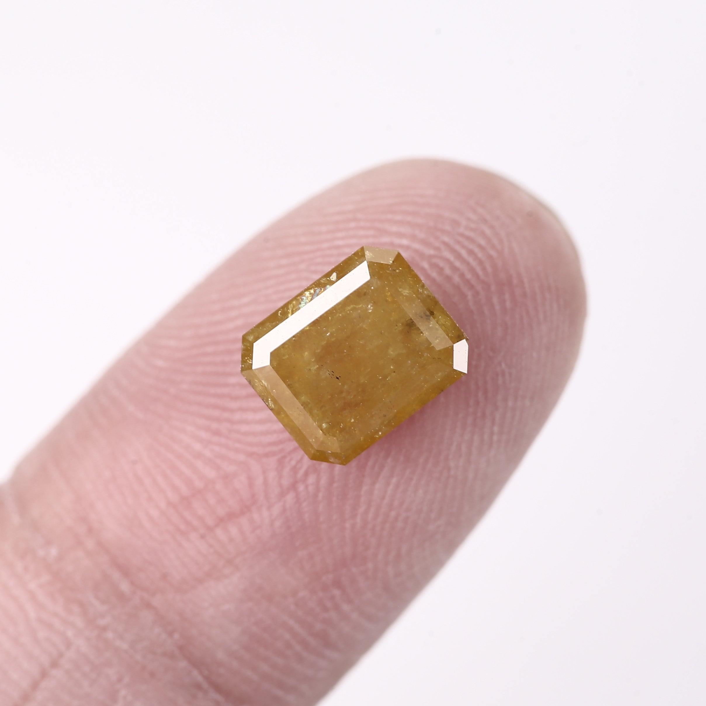 1.78 Carat Natural Emerald Cut Rustic Fancy Yellow Diamond 7.7 MM
