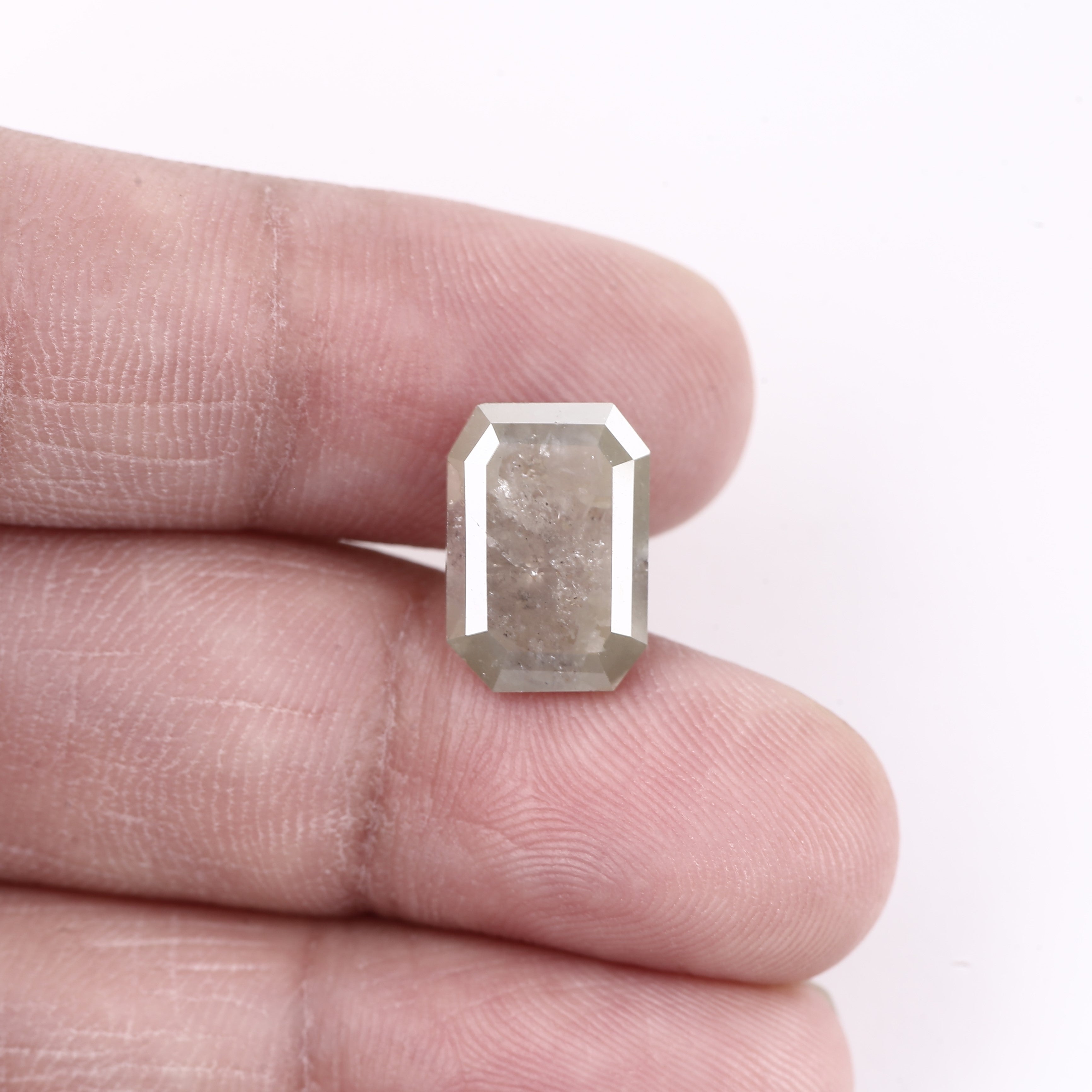 5 Carat Salt and Pepper Diamonds Emerald Cut Gray 12.39 MM