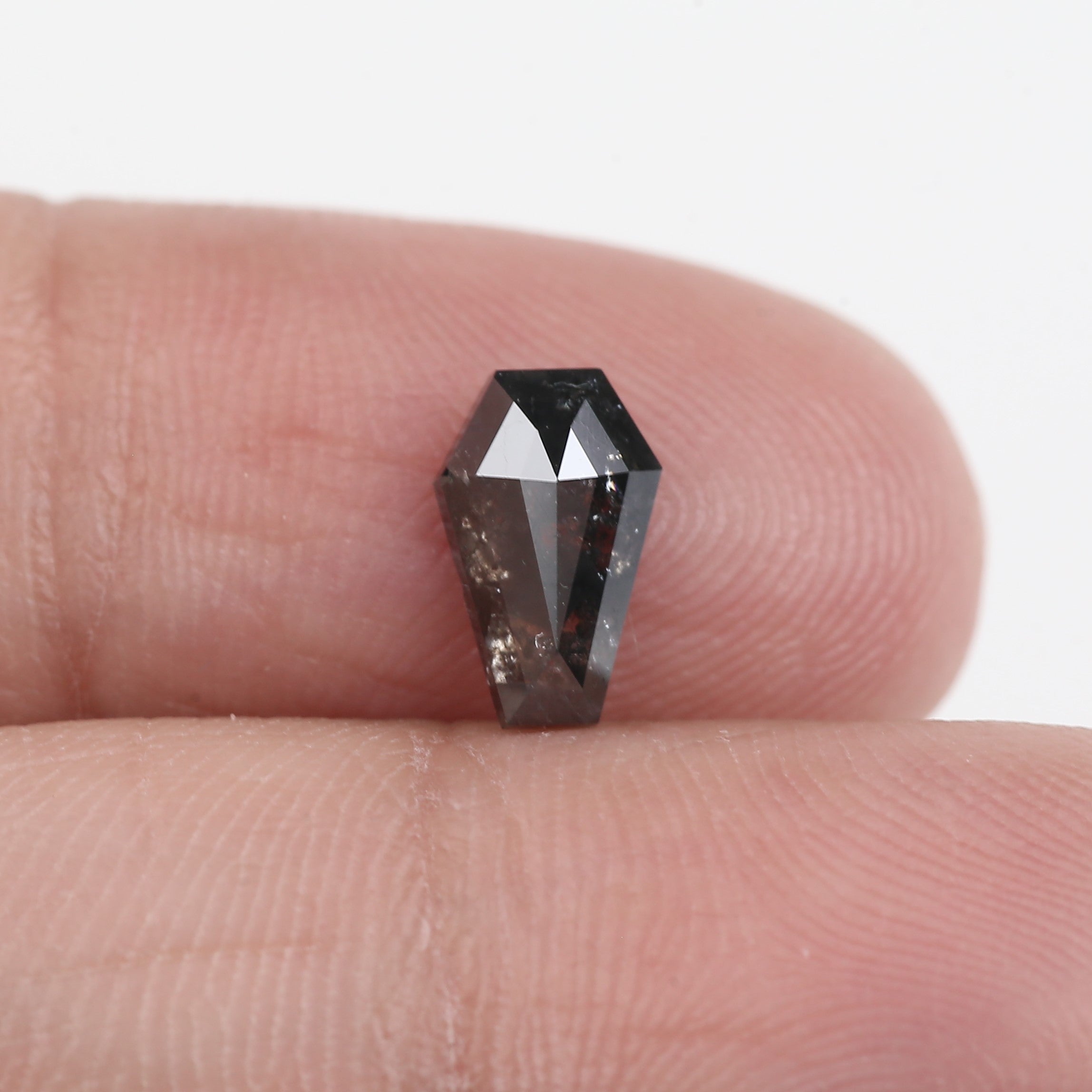 1 Carat Coffin Cut Diamond Black Salt And Pepper Unique 8.68 MM