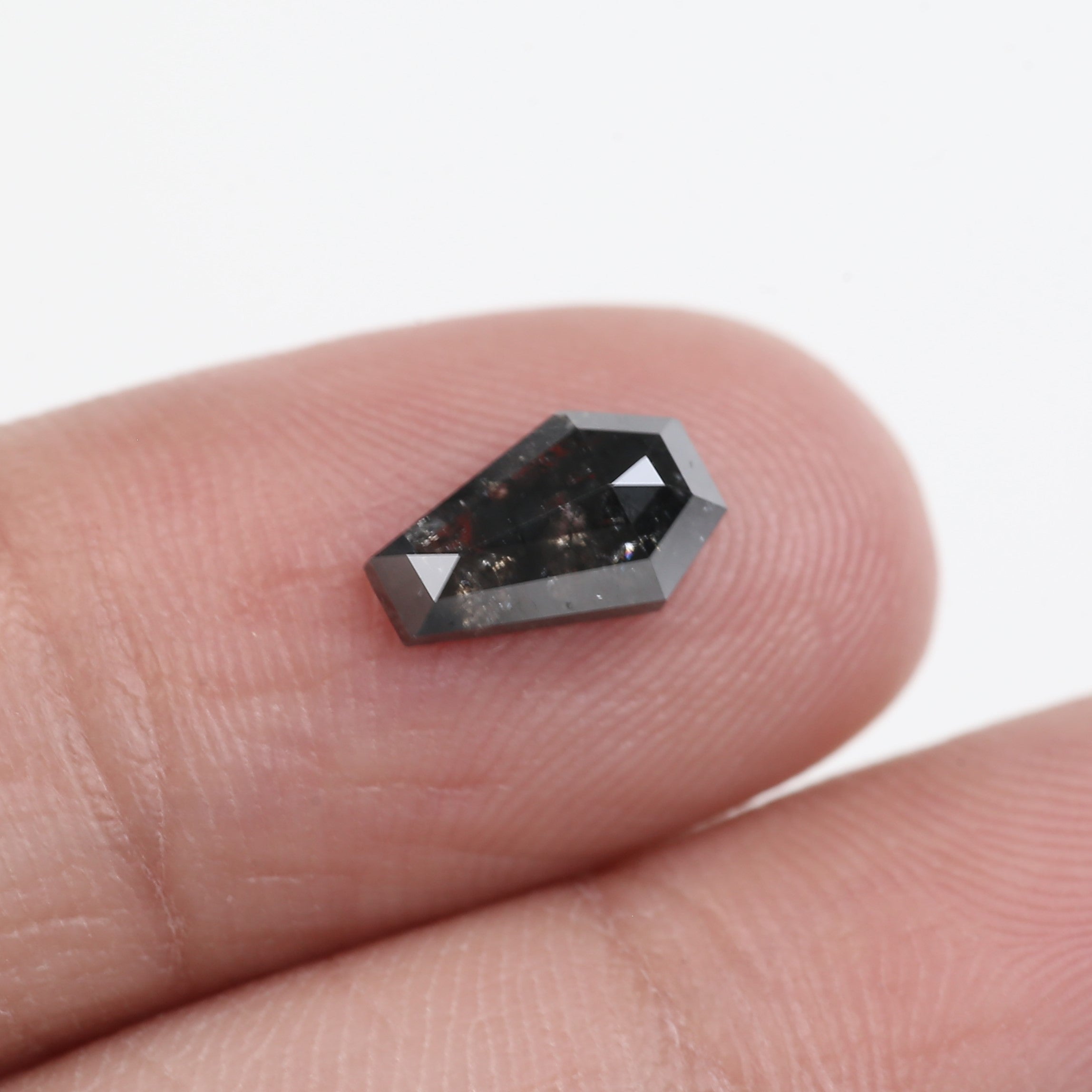 1 Carat Coffin Cut Diamond Black Salt And Pepper Unique 8.68 MM