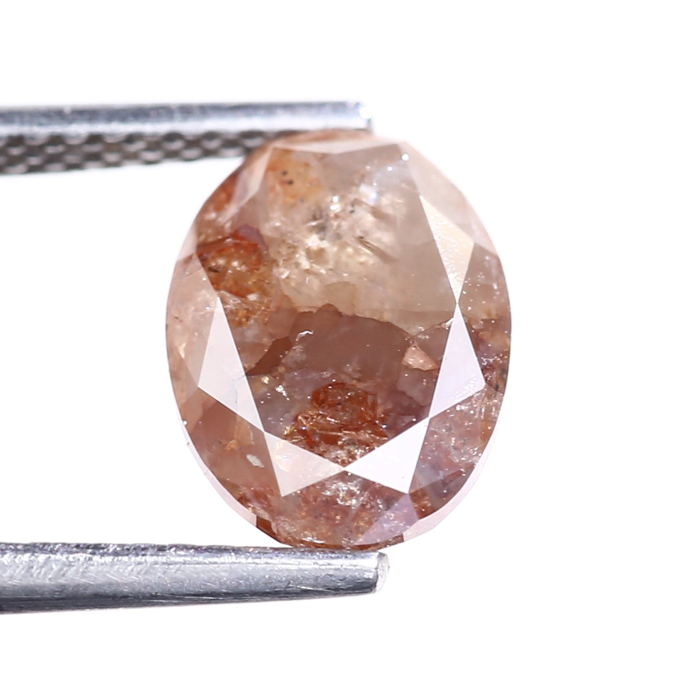 2.55 Carat Natural Orange Red Salt Pepper Diamond Oval Cut 9.53 MM