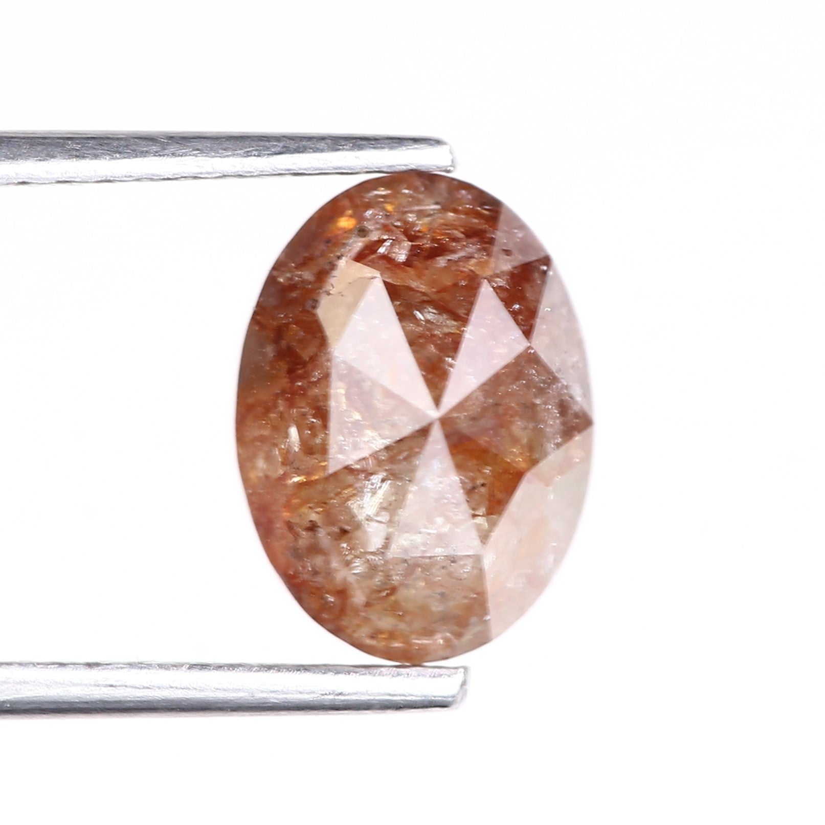 2.55 Carat Natural Orange Red Salt Pepper Diamond Oval Cut 9.53 MM