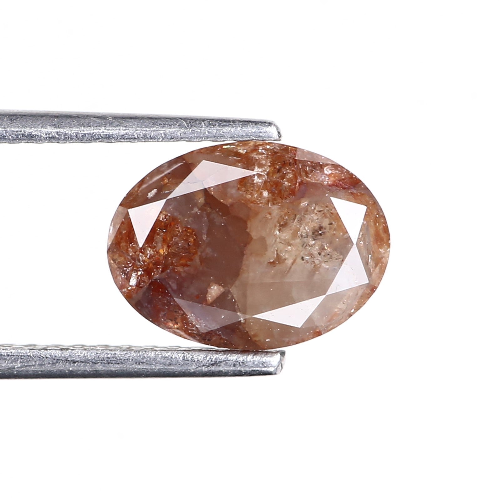 2.55 Carat Natural Orange Red Salt Pepper Diamond Oval Cut 9.53 MM