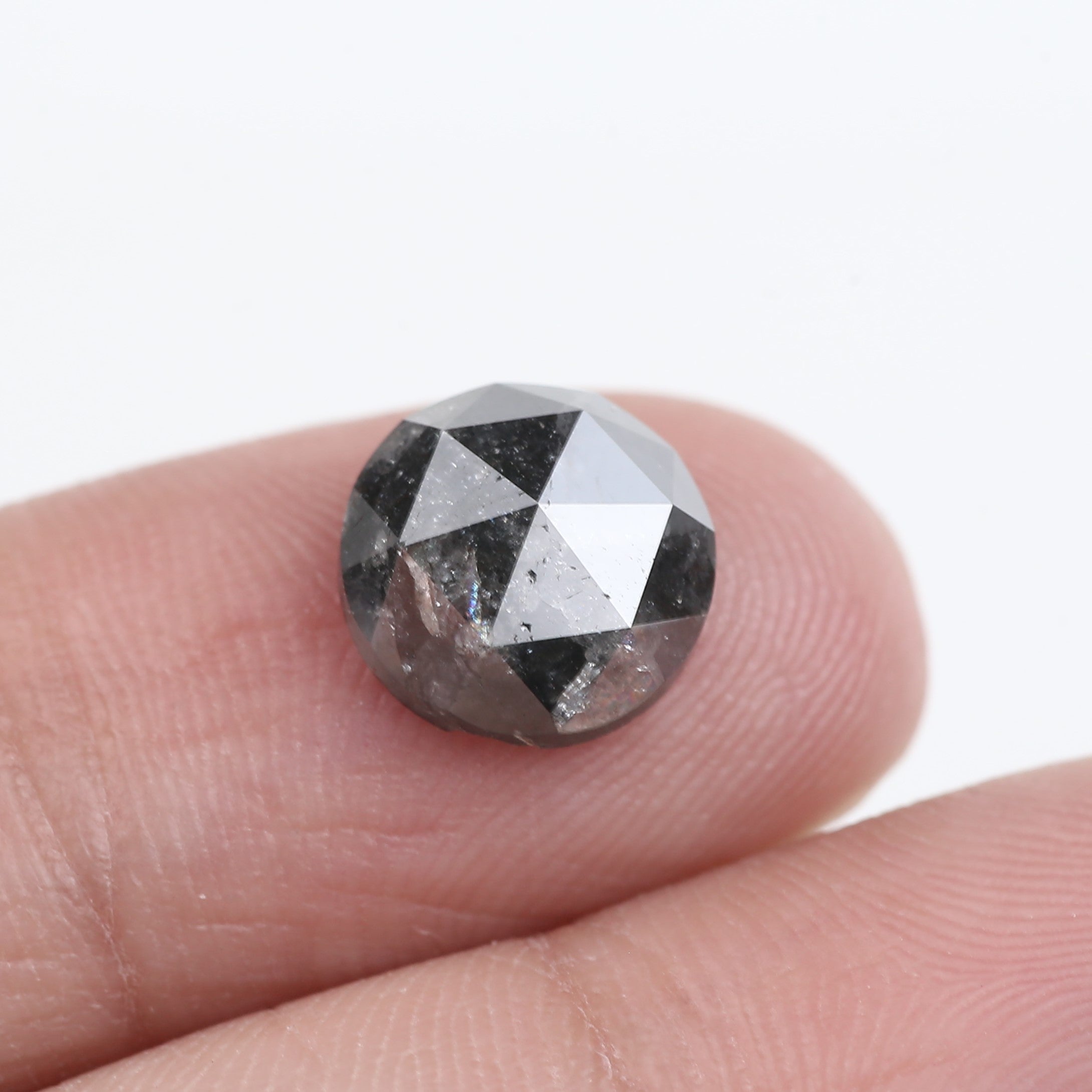 3.10 Carat Natural Loose Black Diamond Round Rose Cut 9.11 MM