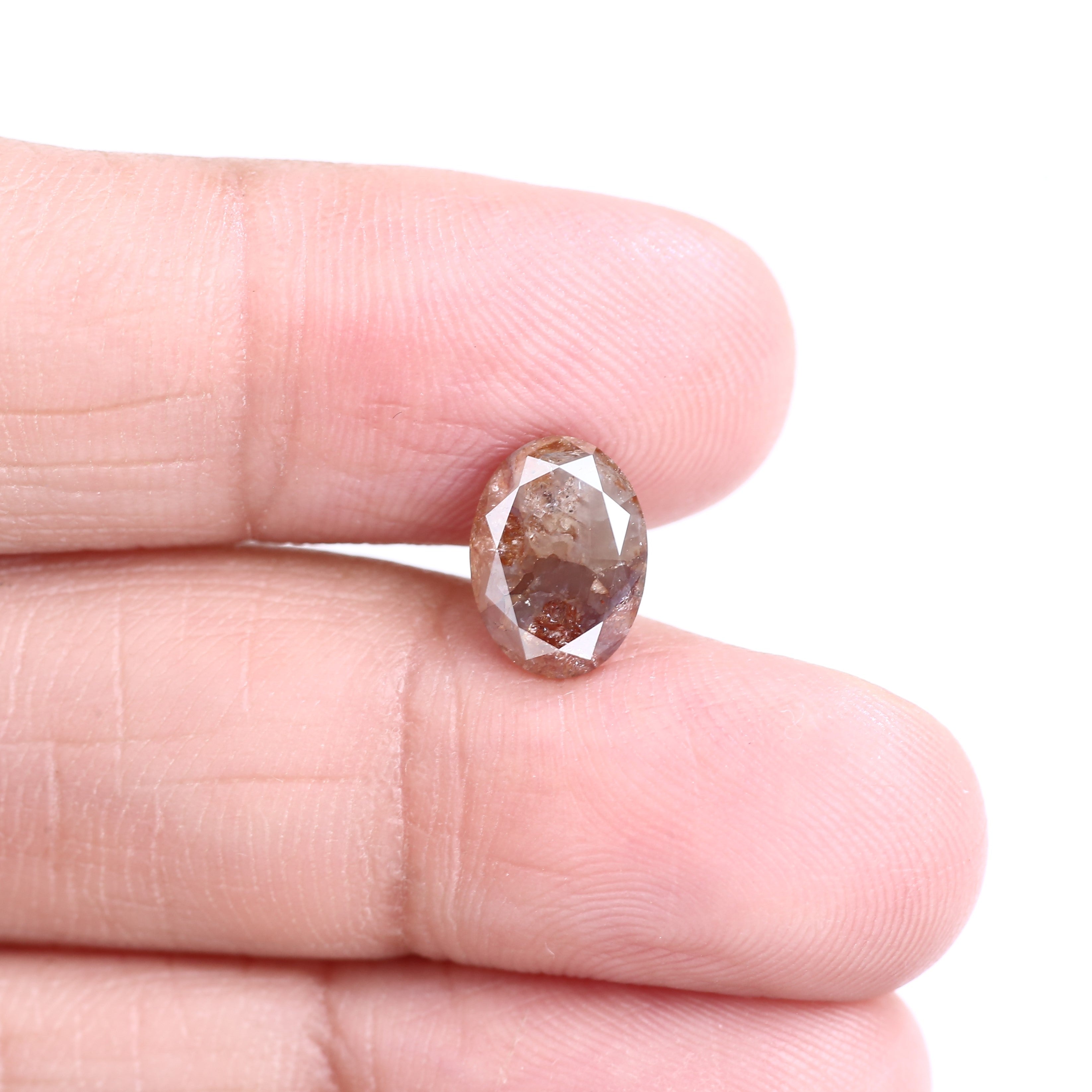 2.55 Carat Natural Orange Red Salt Pepper Diamond Oval Cut 9.53 MM