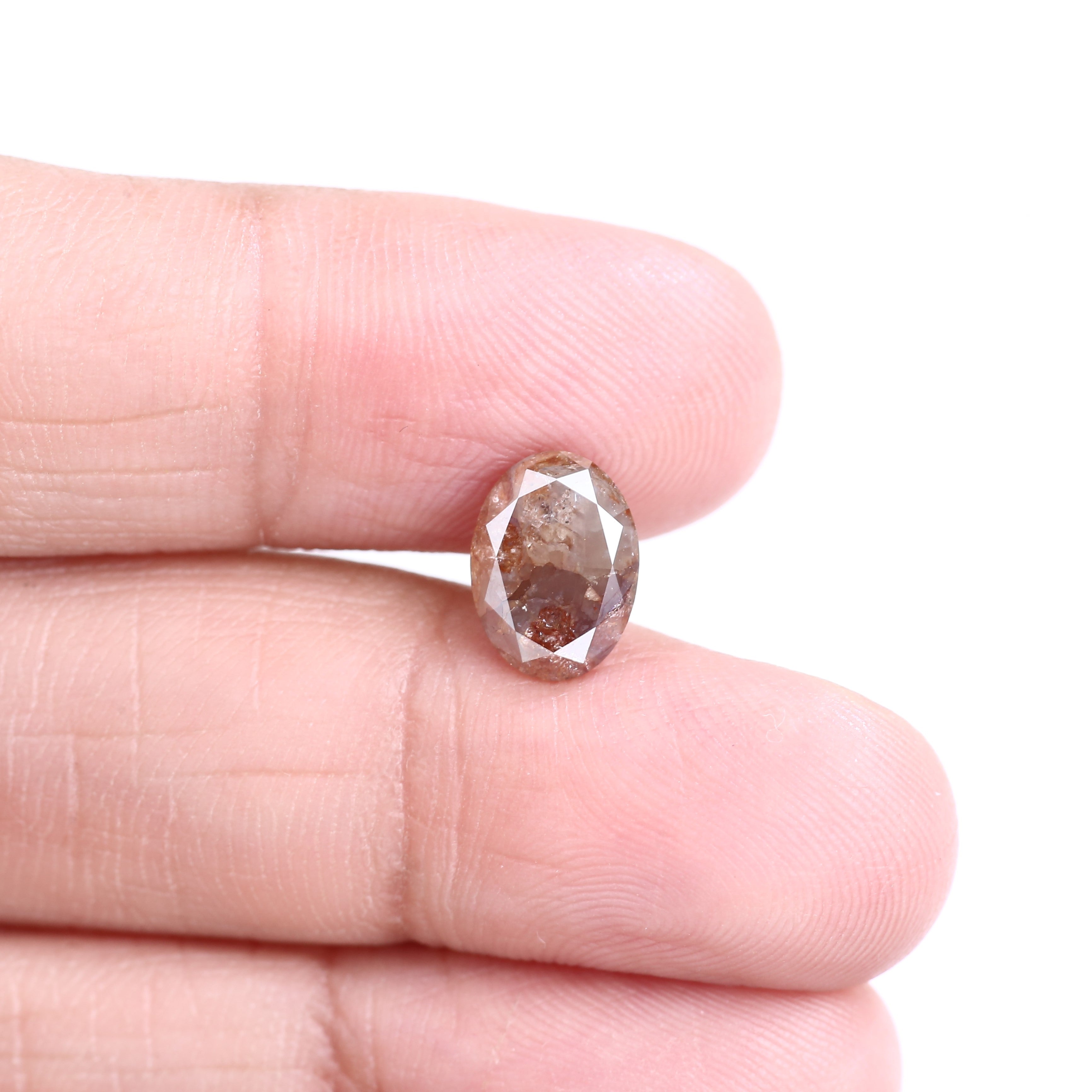 2.55 Carat Natural Orange Red Salt Pepper Diamond Oval Cut 9.53 MM