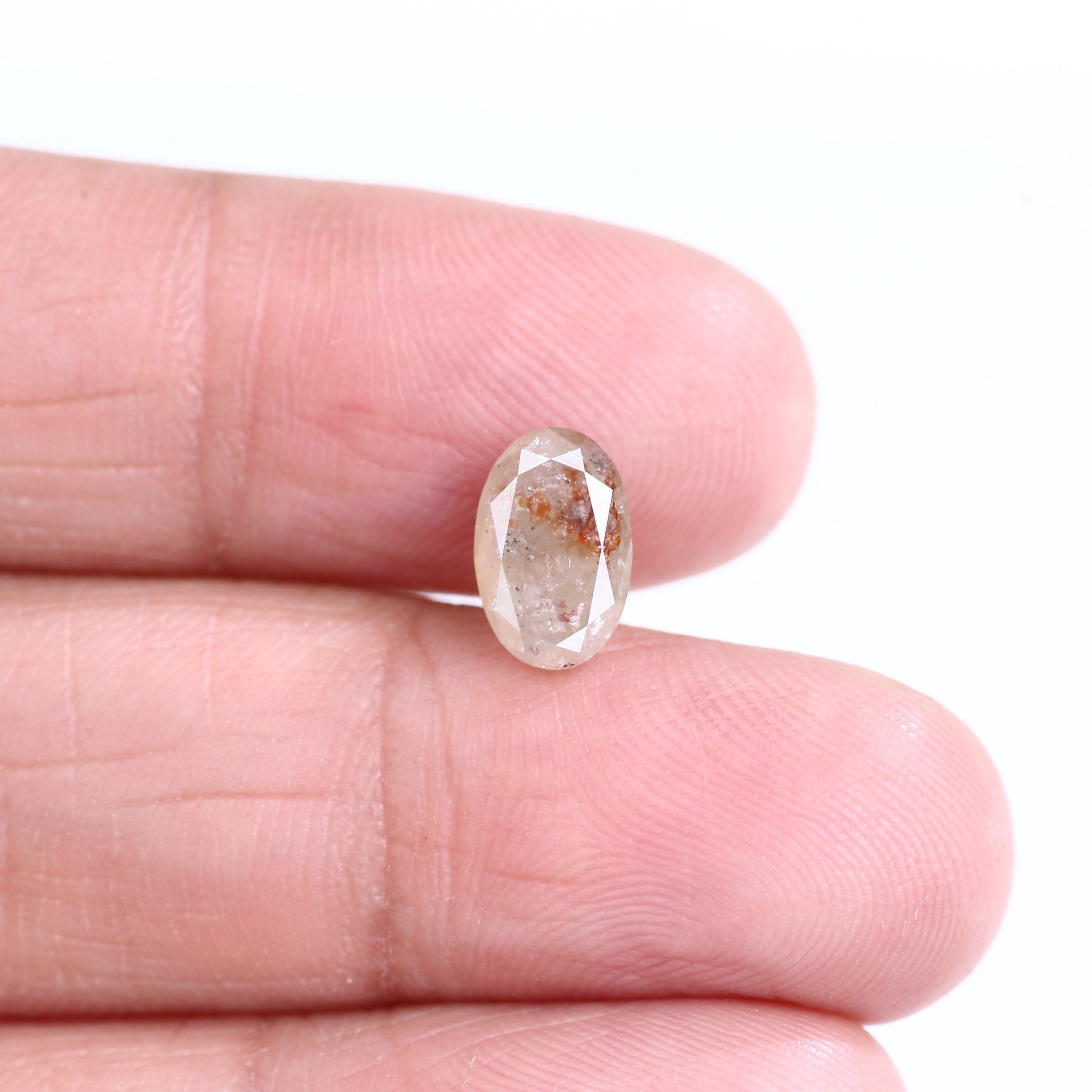 1.70 Carat Natural Oval Cut Orange Salt And Pepper Diamond 8.91 MM