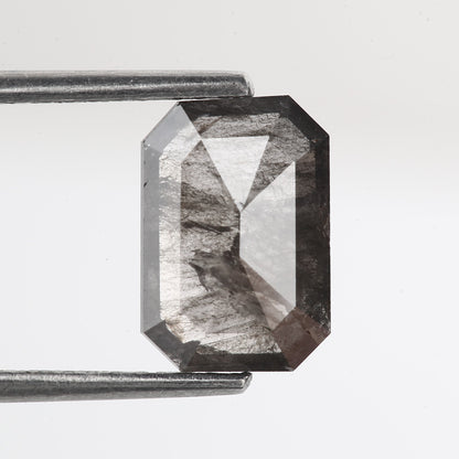 1.53 Carat 9.30 MM Fancy Gray Emerald Cut Salt and Pepper Diamond - Blackdiamond