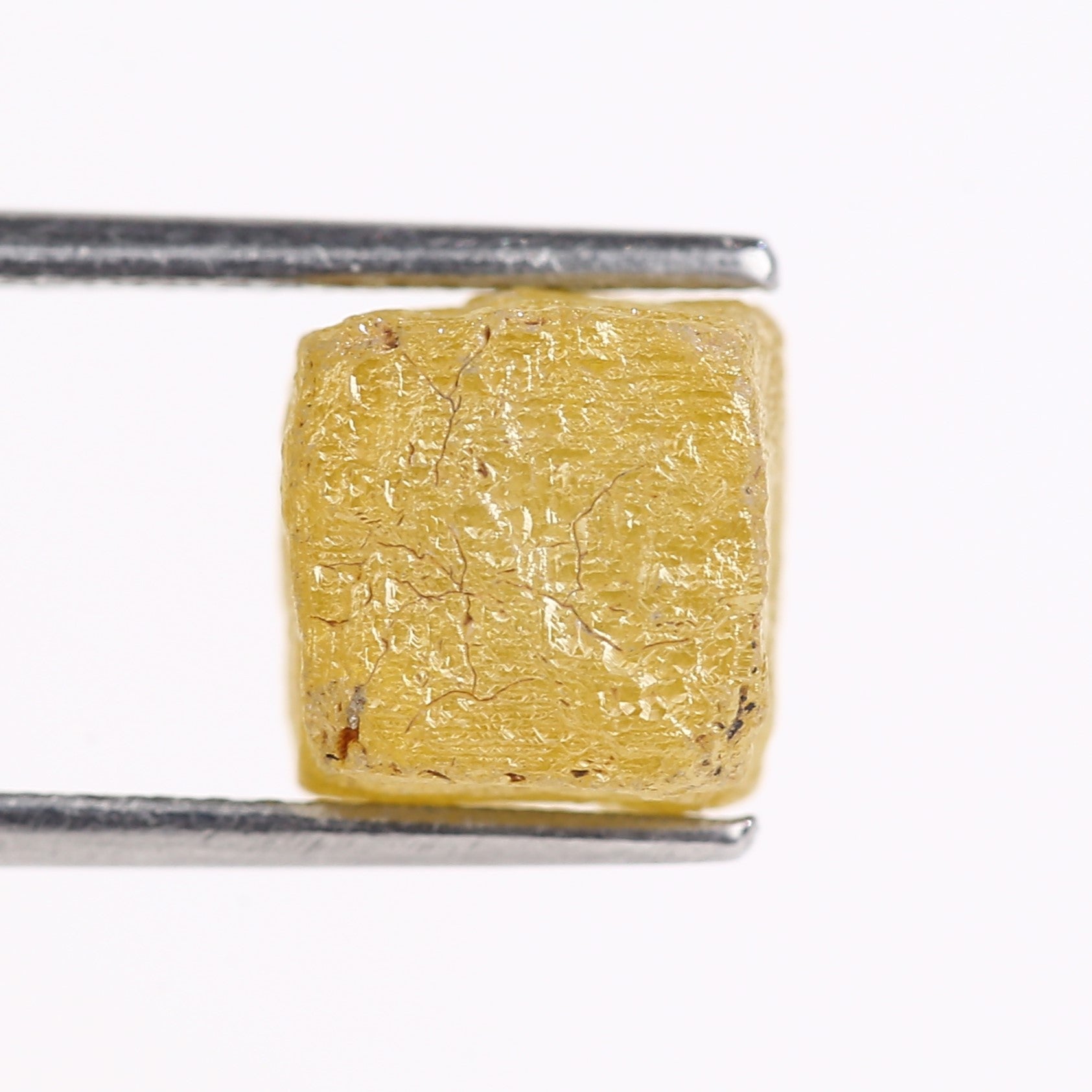 6.79 Carat Rare Natural Yellow Cube Rough Diamond 7.74 MM