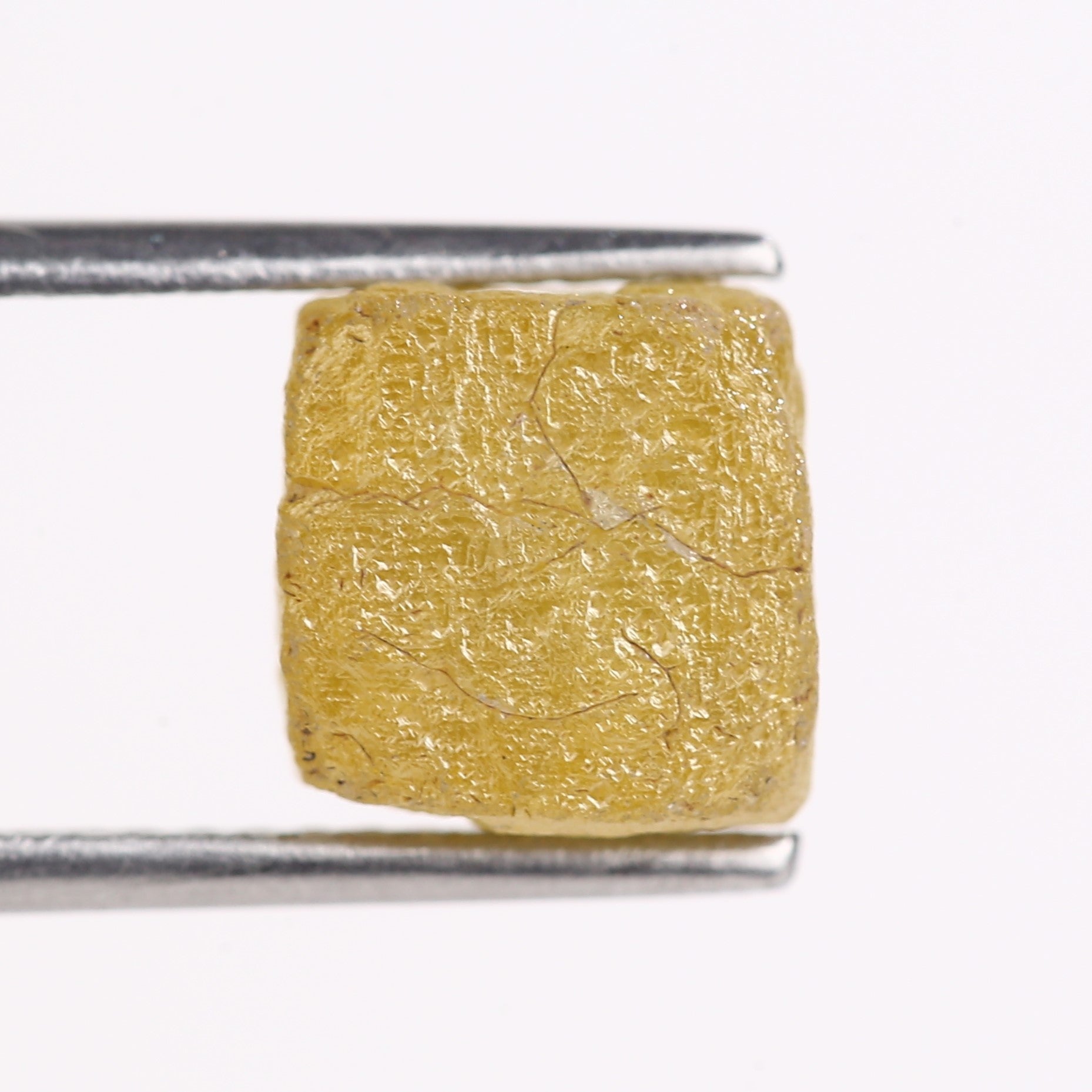 6.79 Carat Rare Natural Yellow Cube Rough Diamond 7.74 MM