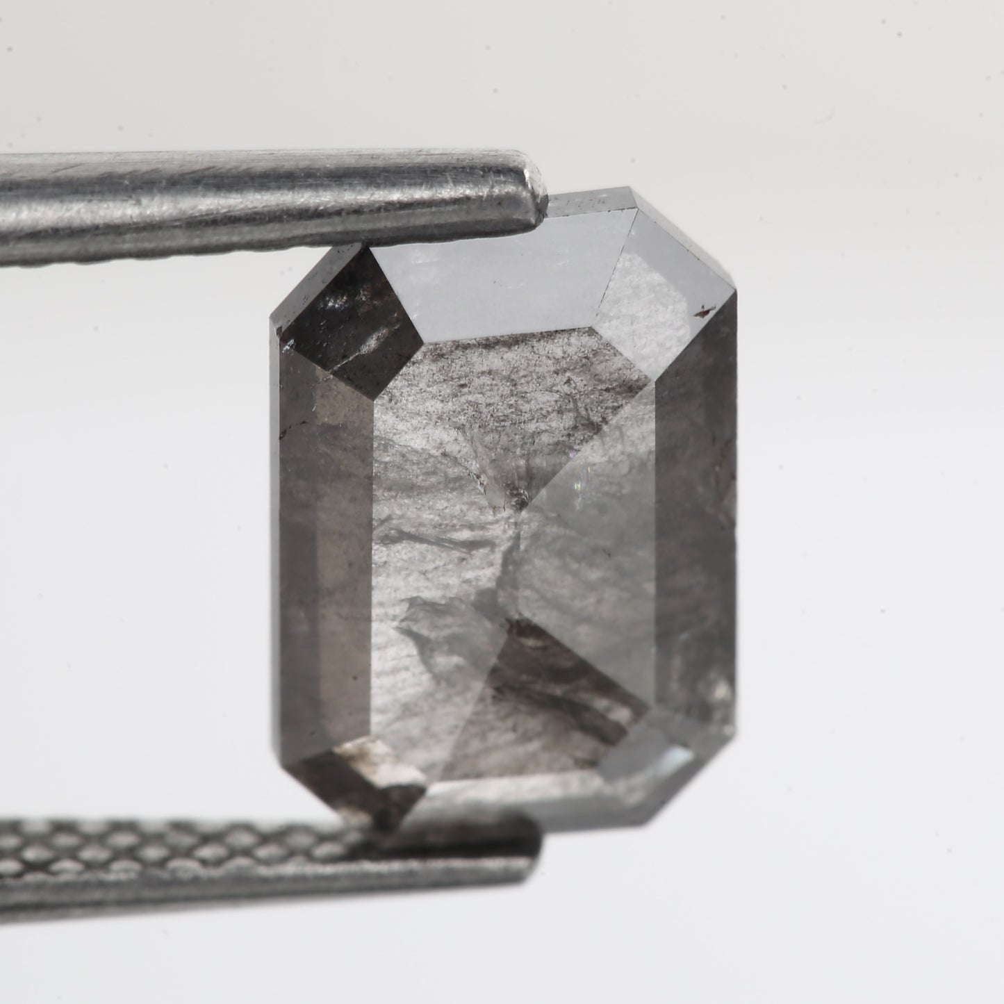 1.53 Carat 9.30 MM Fancy Gray Emerald Cut Salt and Pepper Diamond - Blackdiamond