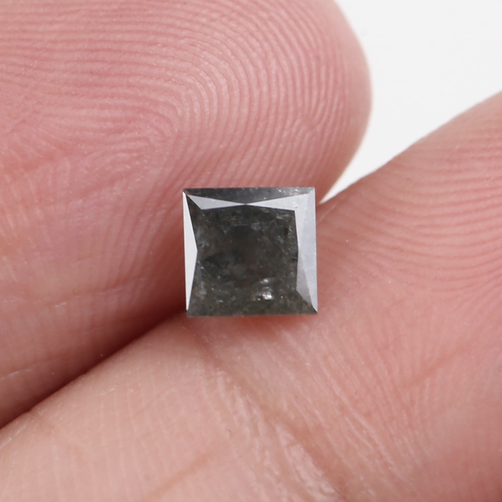 0.66 Ct Natural Gray Princess Cut Salt And Pepper Loose Diamond 4.97 MM