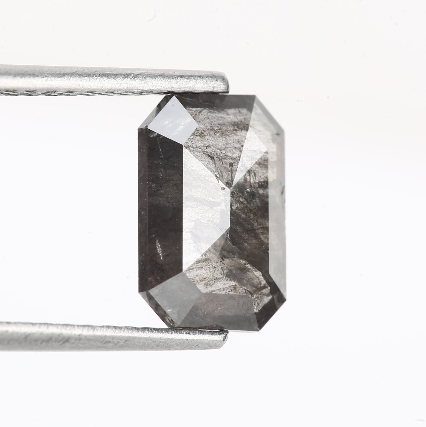 1.53 Carat 9.30 MM Fancy Gray Emerald Cut Salt and Pepper Diamond - Blackdiamond