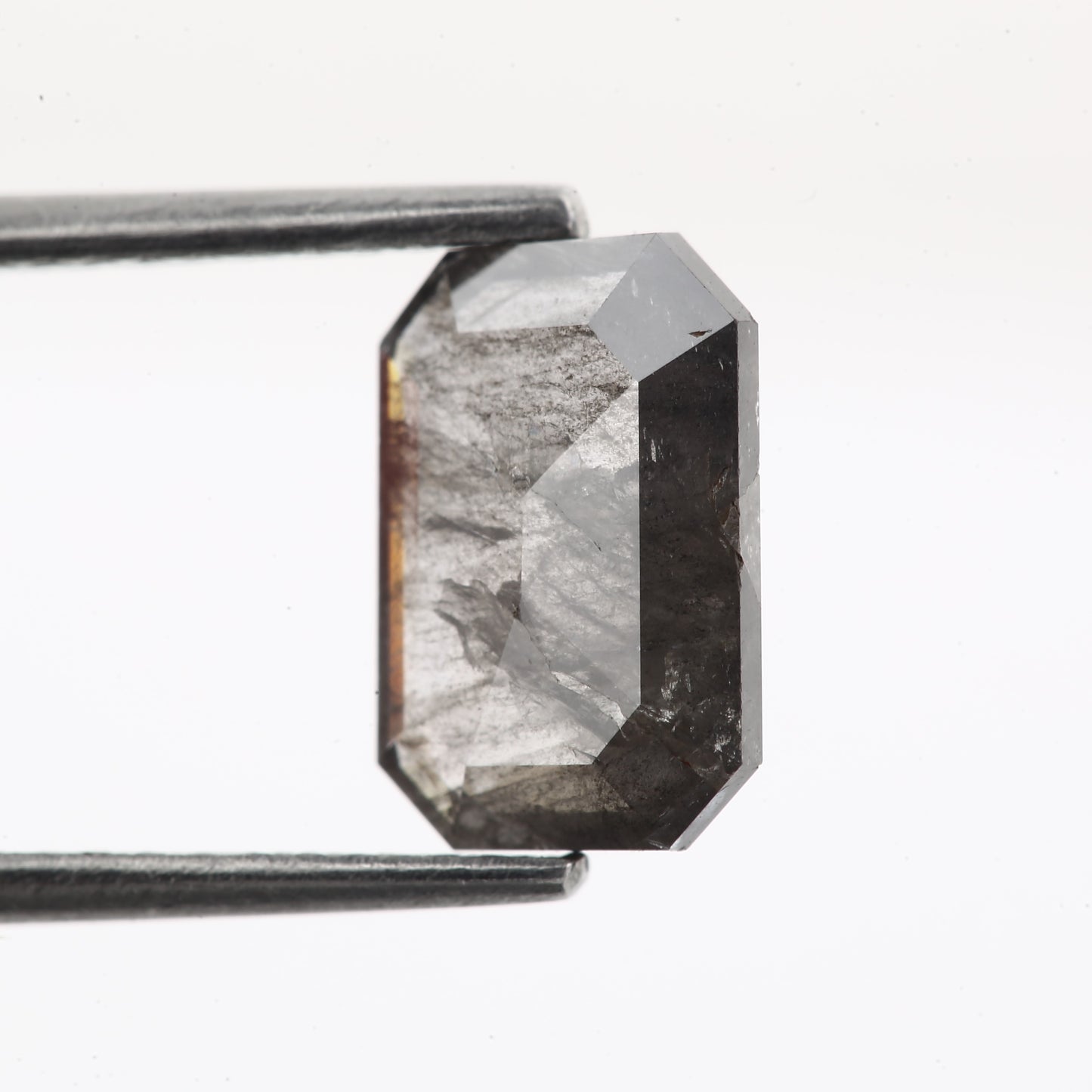 1.53 Carat 9.30 MM Fancy Gray Emerald Cut Salt and Pepper Diamond - Blackdiamond