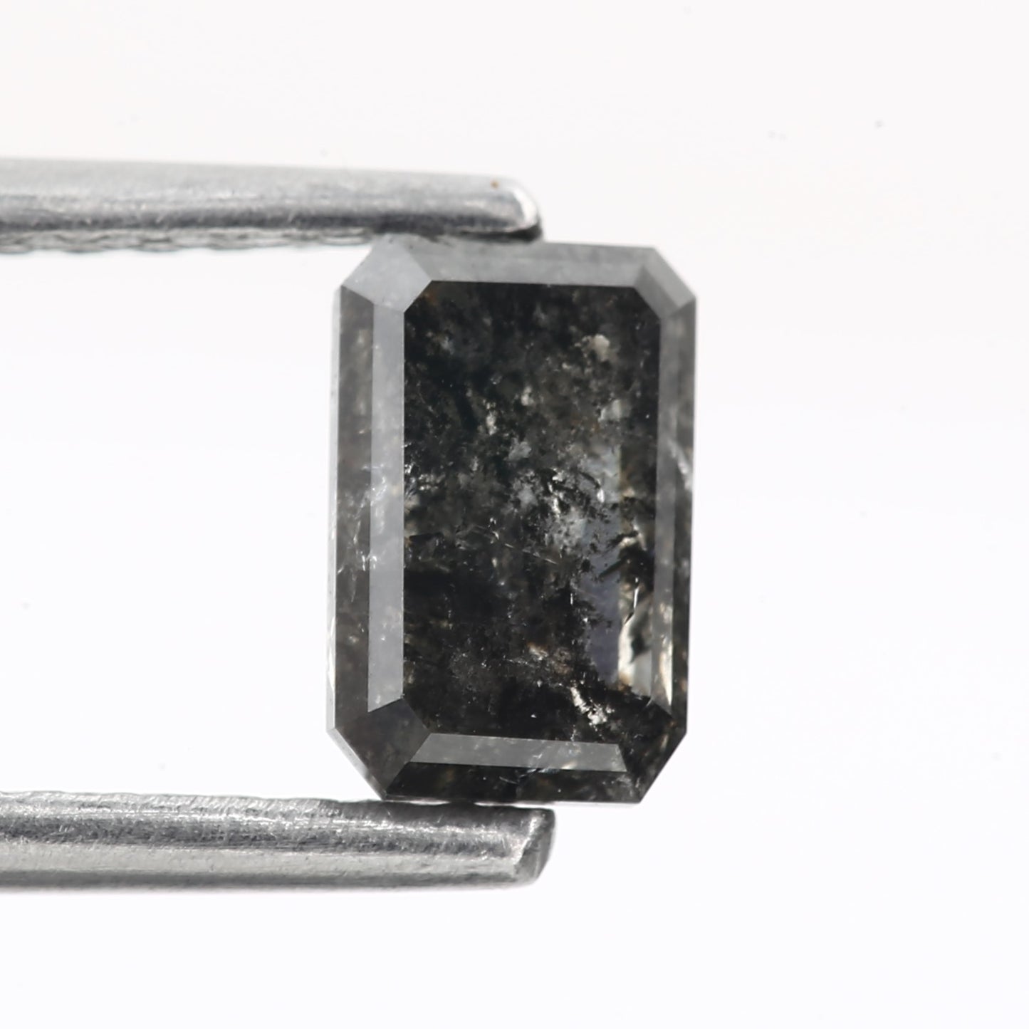 0.60 Carat 6.08 MM Black Galaxy Emerald Cut Salt and Pepper Diamond - Blackdiamond