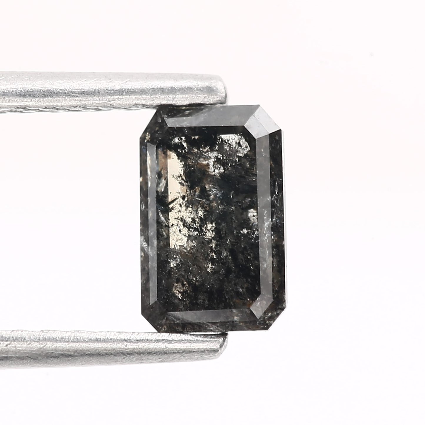 0.60 Carat 6.08 MM Black Galaxy Emerald Cut Salt and Pepper Diamond - Blackdiamond