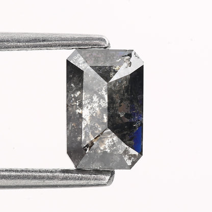 0.60 Carat 6.08 MM Black Galaxy Emerald Cut Salt and Pepper Diamond - Blackdiamond