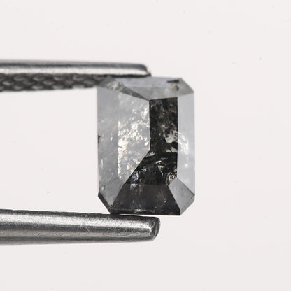 0.60 Carat 6.08 MM Black Galaxy Emerald Cut Salt and Pepper Diamond - Blackdiamond