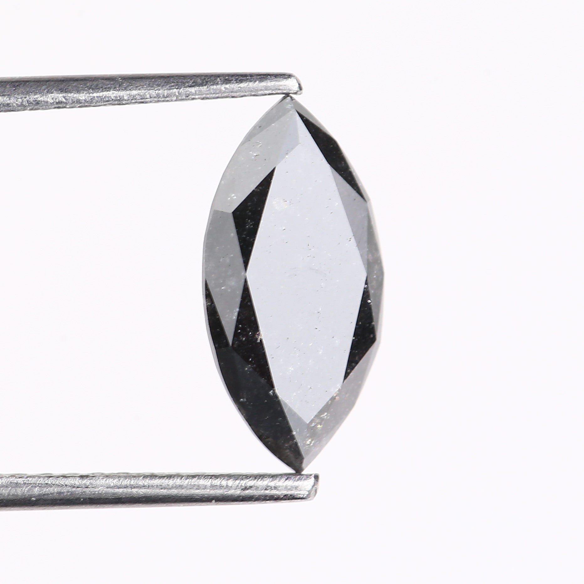 1.89 Carat Natural Black Marquise Cut Salt and Pepper Diamond 11.99 MM