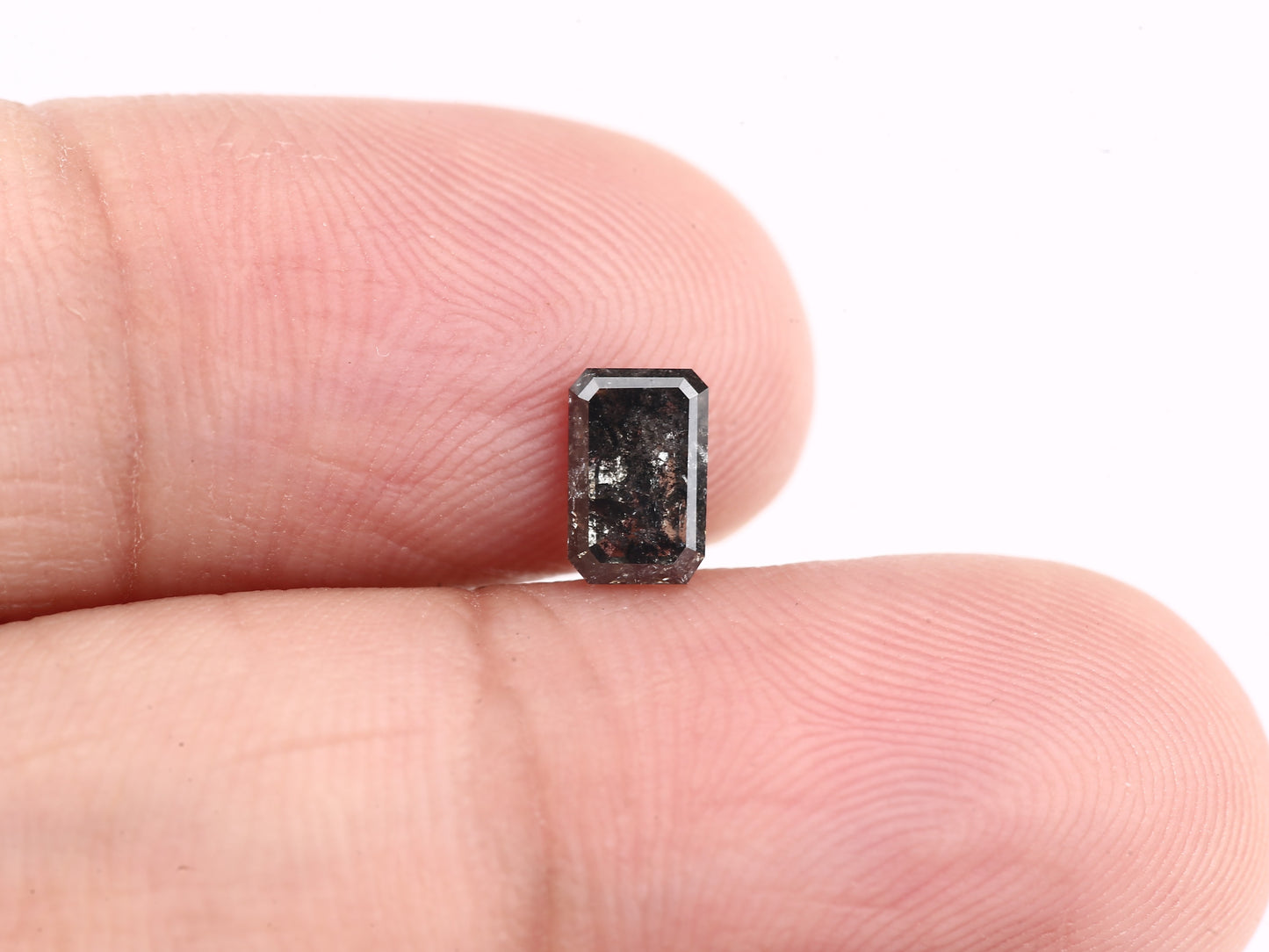 0.60 Carat 6.08 MM Black Galaxy Emerald Cut Salt and Pepper Diamond - Blackdiamond