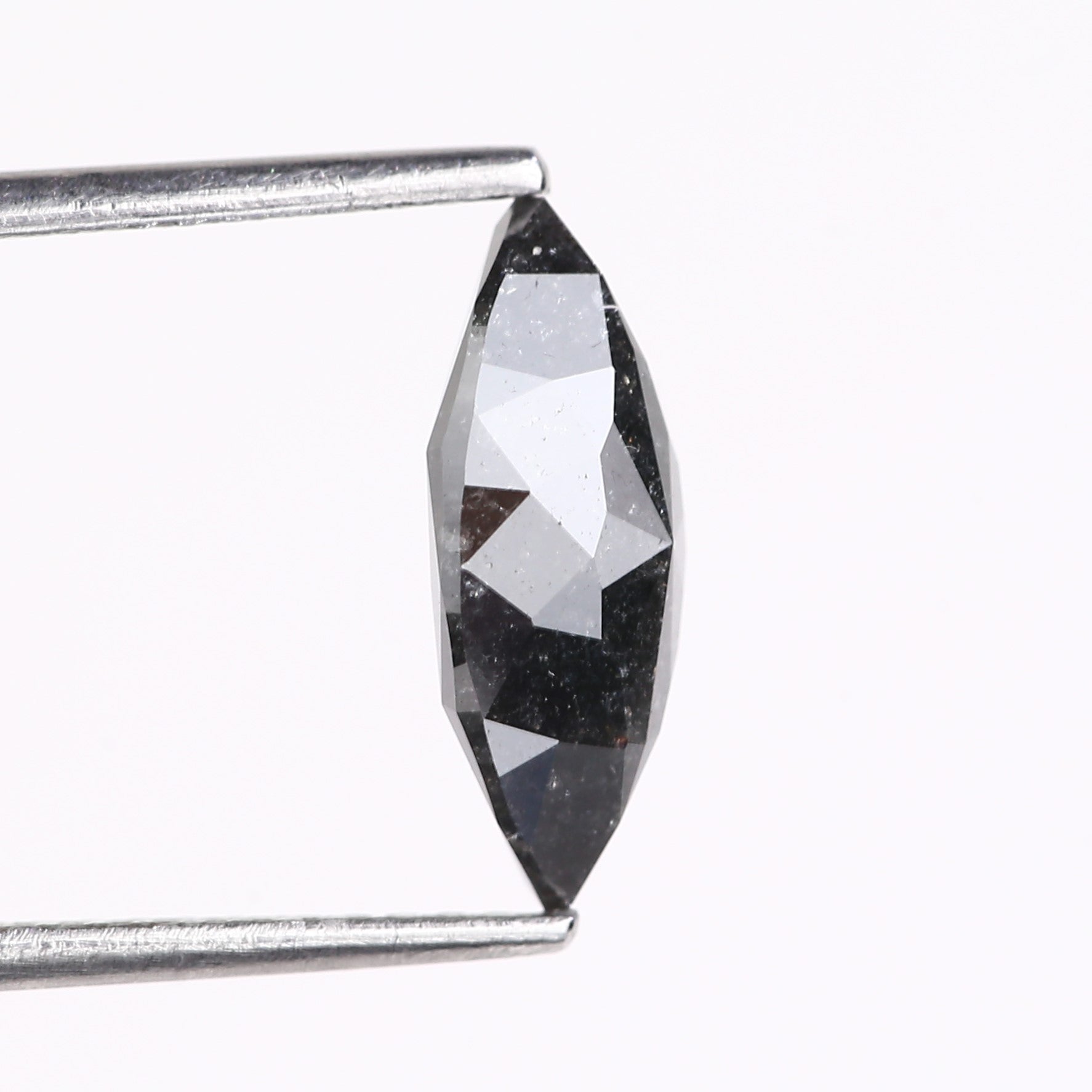 1.89 Carat Natural Black Marquise Cut Salt and Pepper Diamond 11.99 MM
