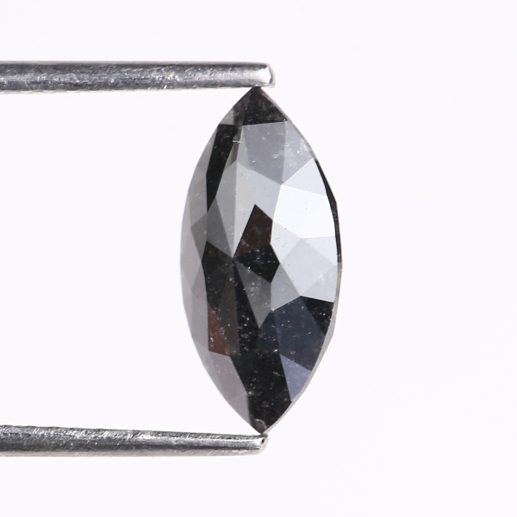 1.89 Carat Natural Black Marquise Cut Salt and Pepper Diamond 11.99 MM