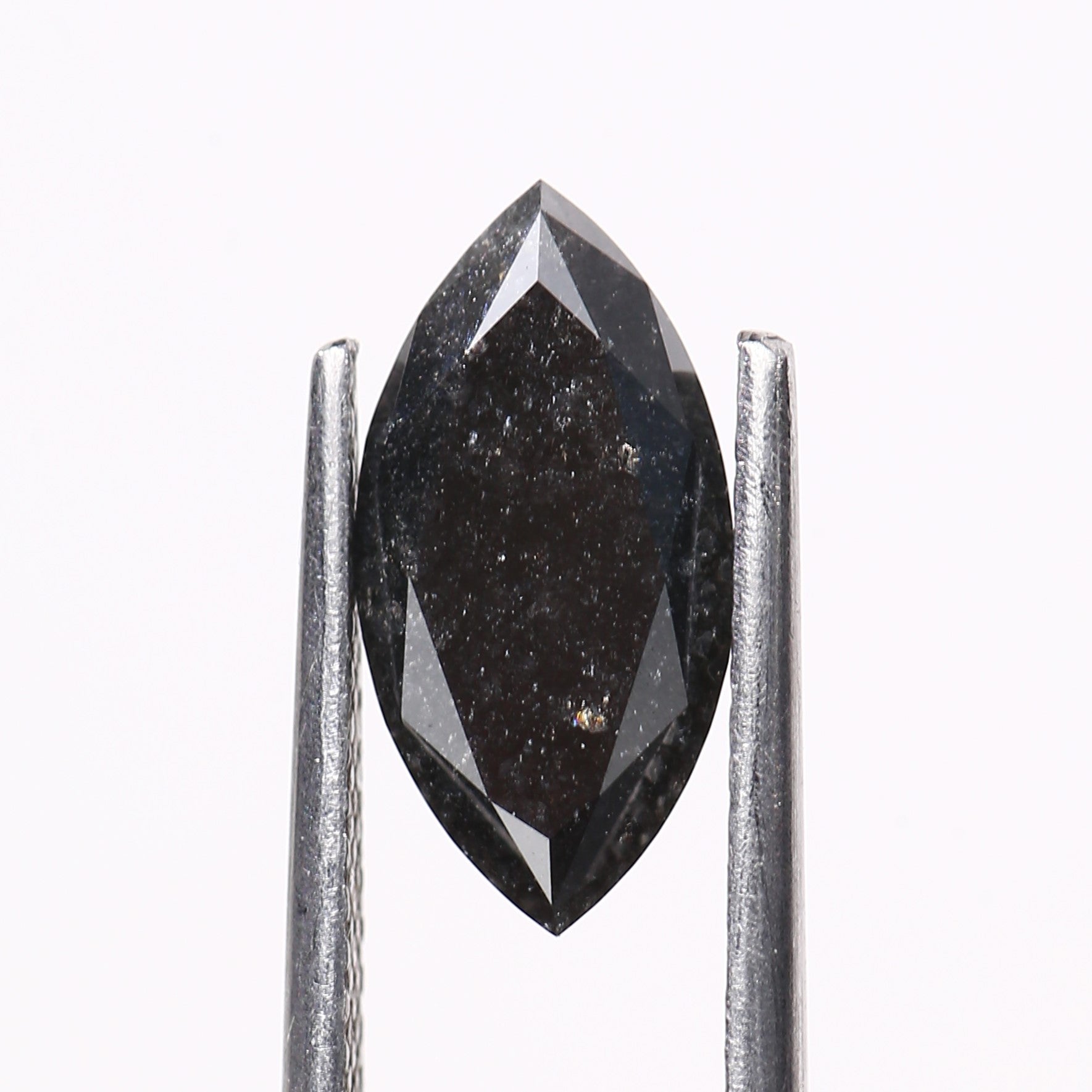1.89 Carat Natural Black Marquise Cut Salt and Pepper Diamond 11.99 MM