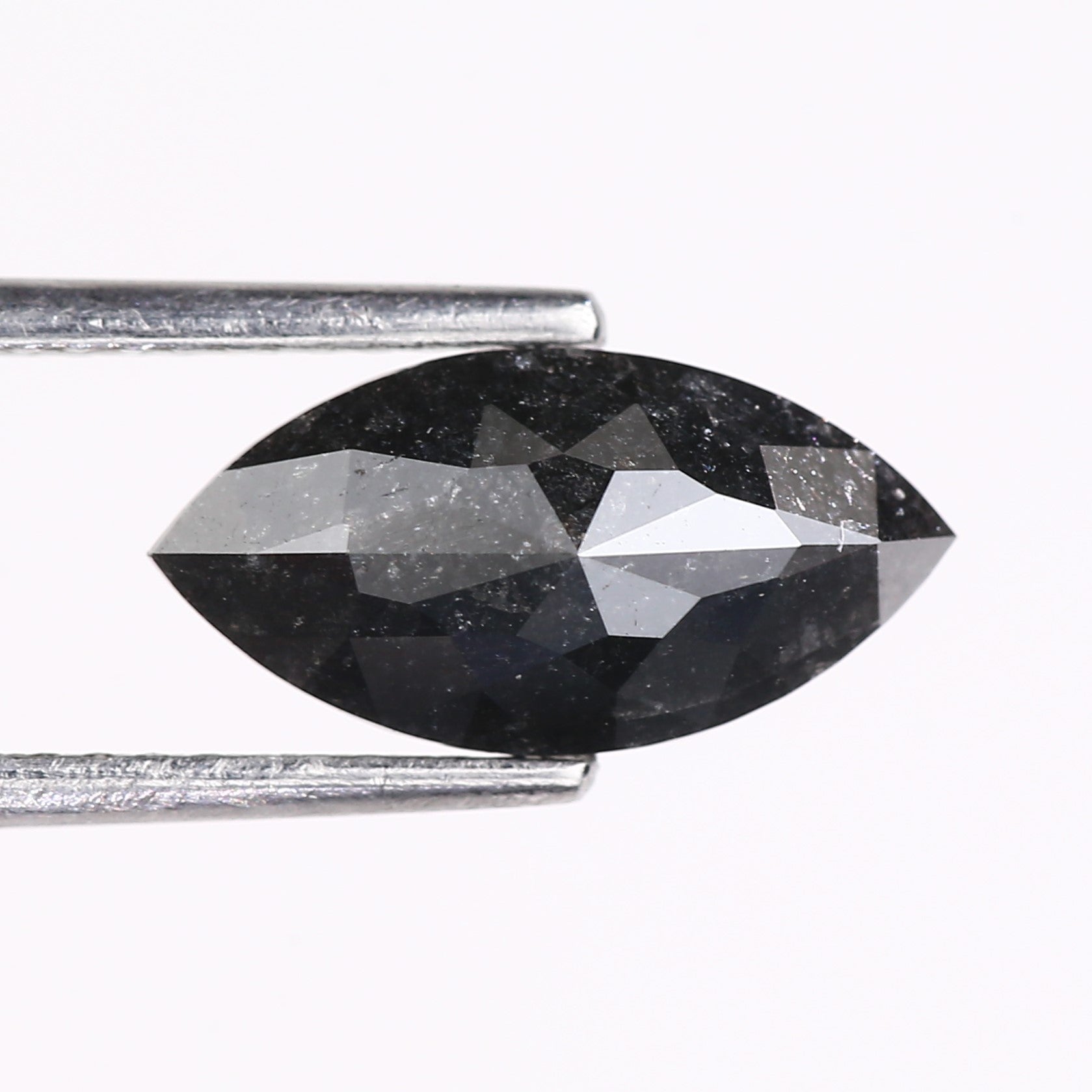 1.89 Carat Natural Black Marquise Cut Salt and Pepper Diamond 11.99 MM