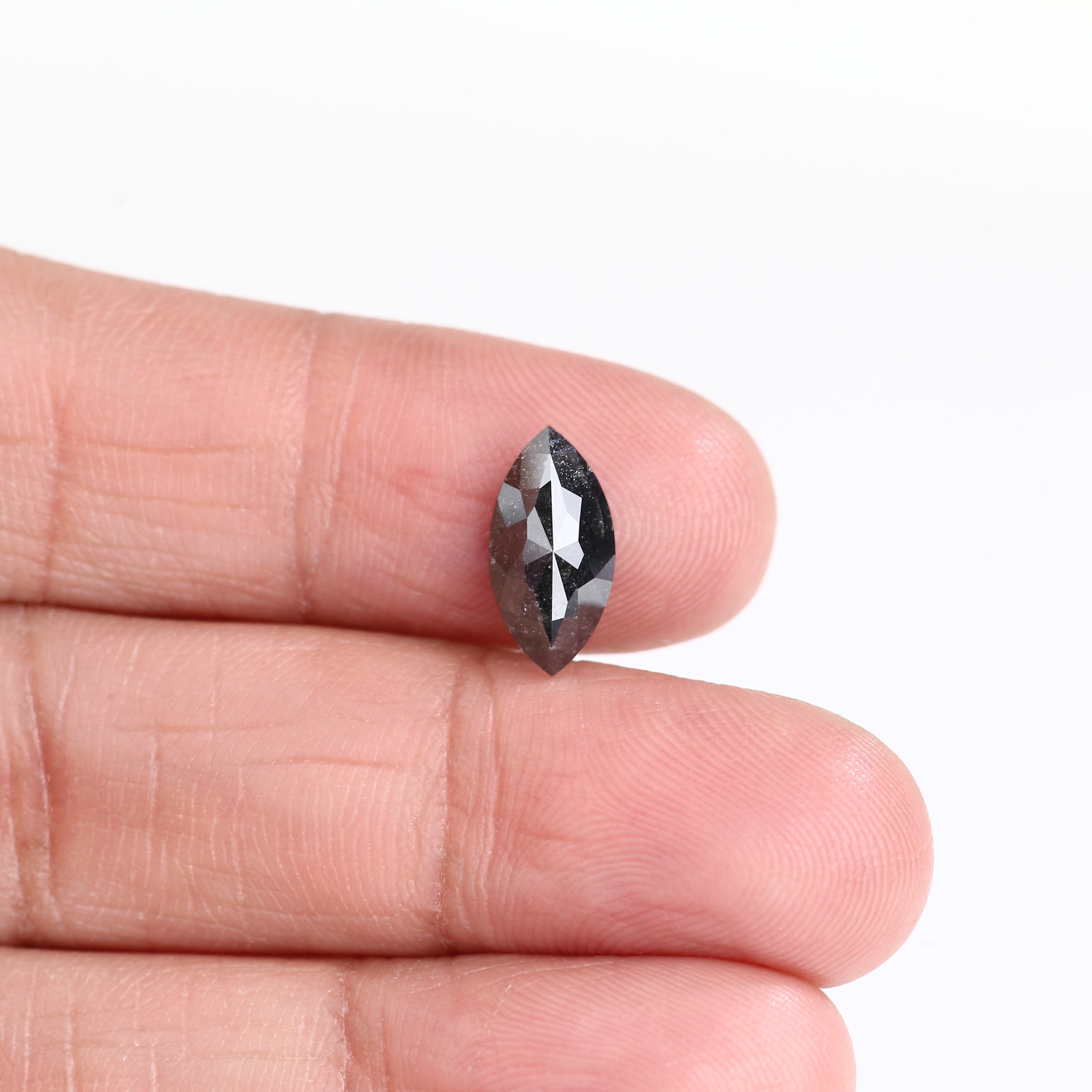 1.89 Carat Natural Black Marquise Cut Salt and Pepper Diamond 11.99 MM