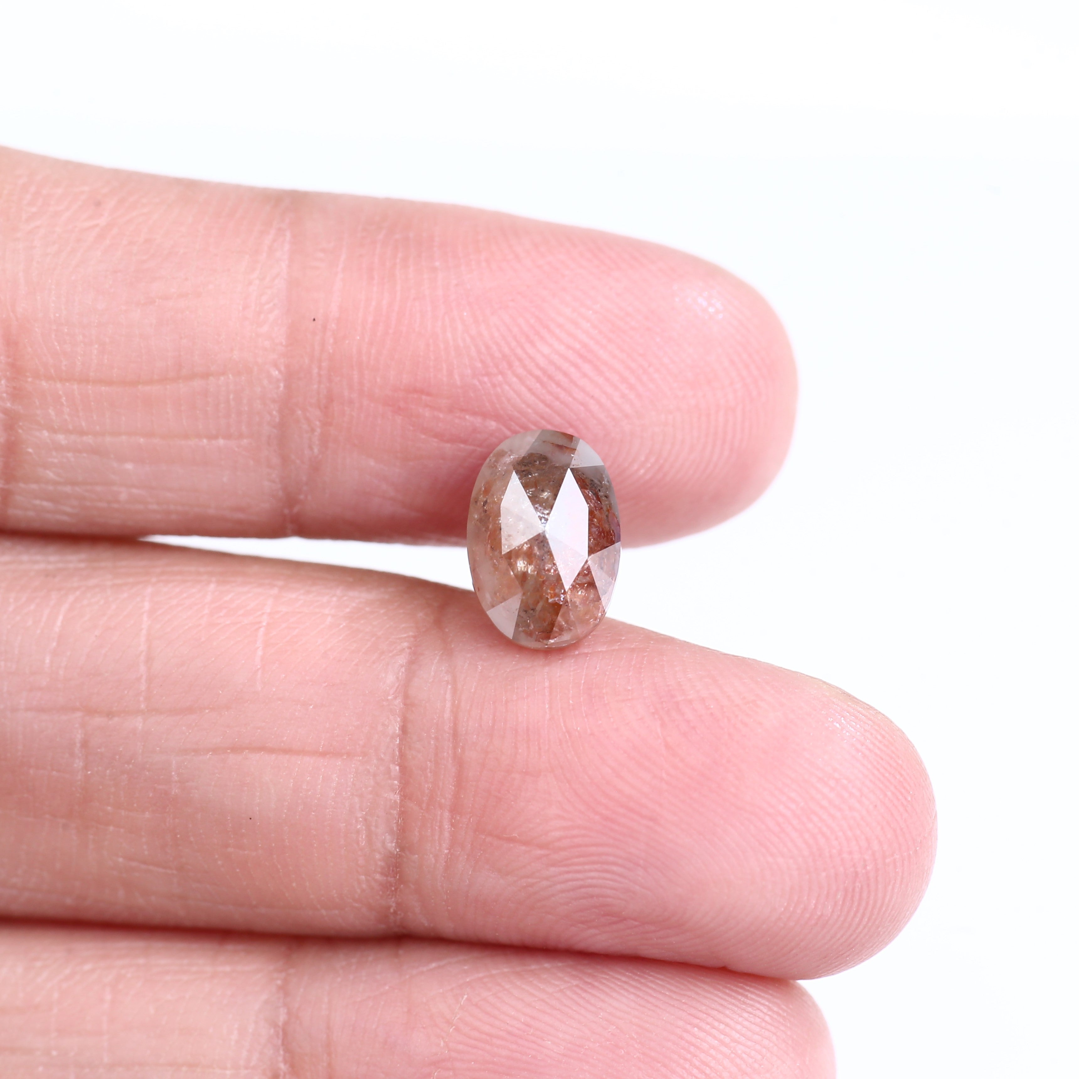 3.12 Carat Natural Orange Oval Cut Salt And Pepper Diamond 9.59 MM