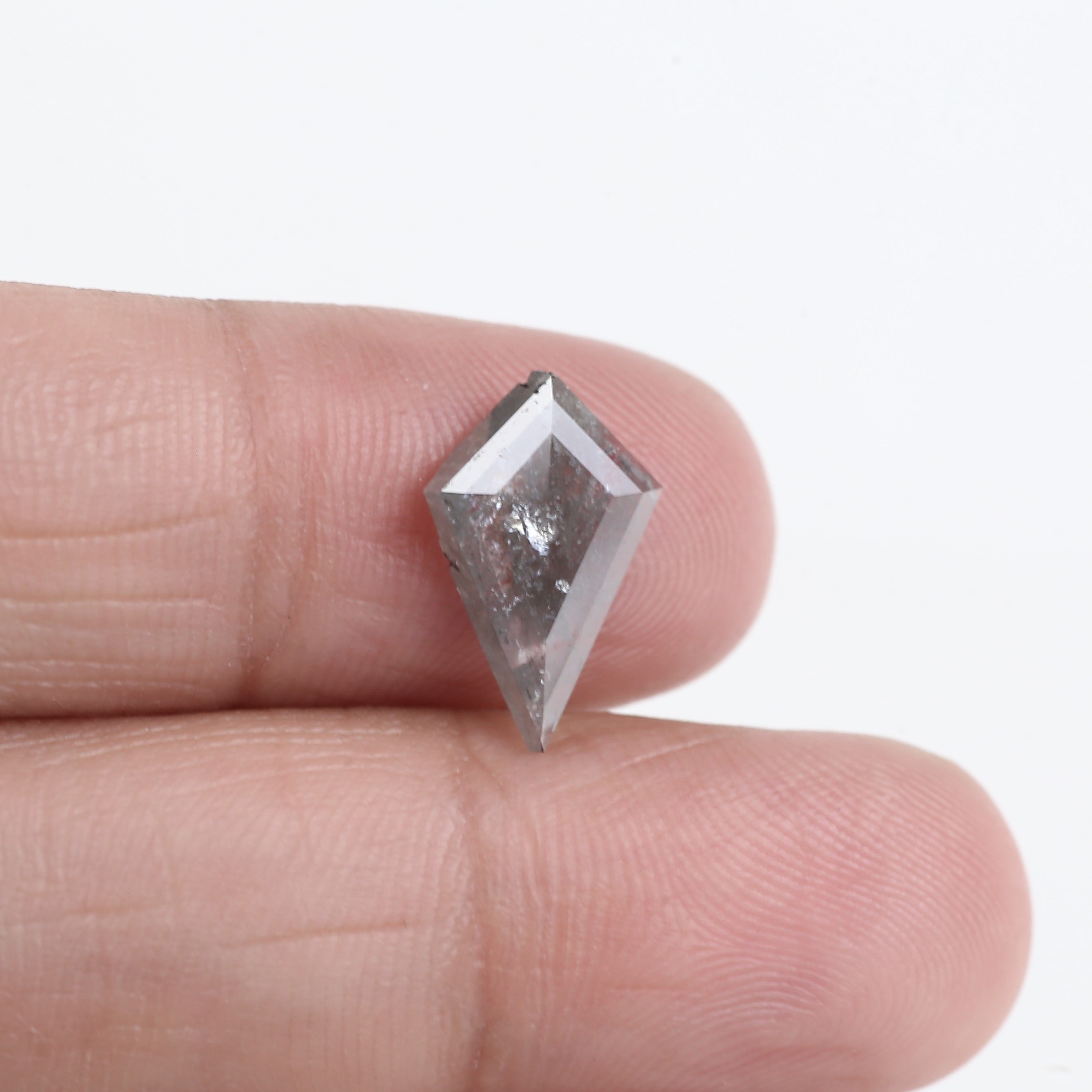 1.87 Carat Natural Gray Slice Kite Salt And Pepper Diamond 13.94 MM