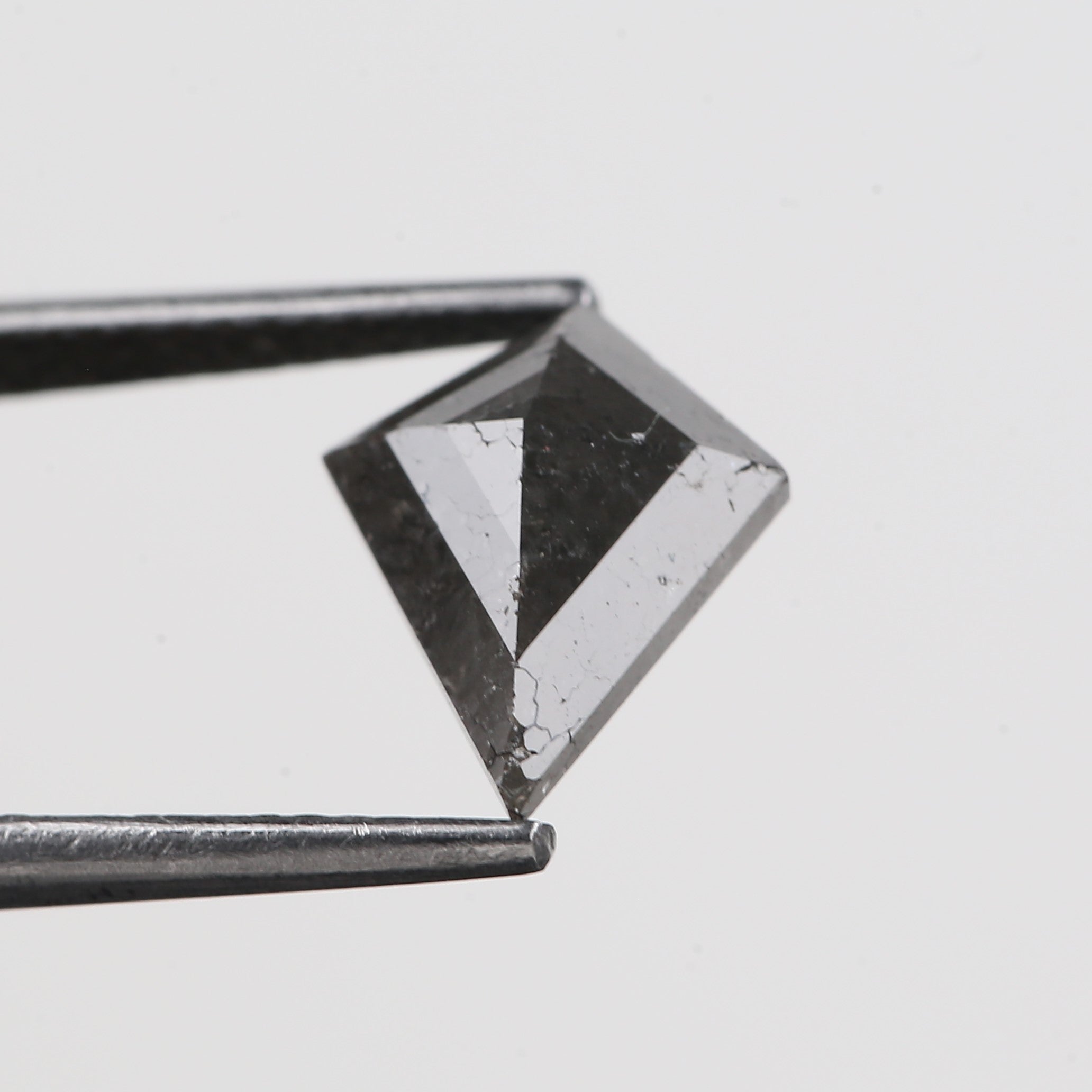 1.71 Carat Kite Black Raw Salt and Pepper Diamond 10.37 MM