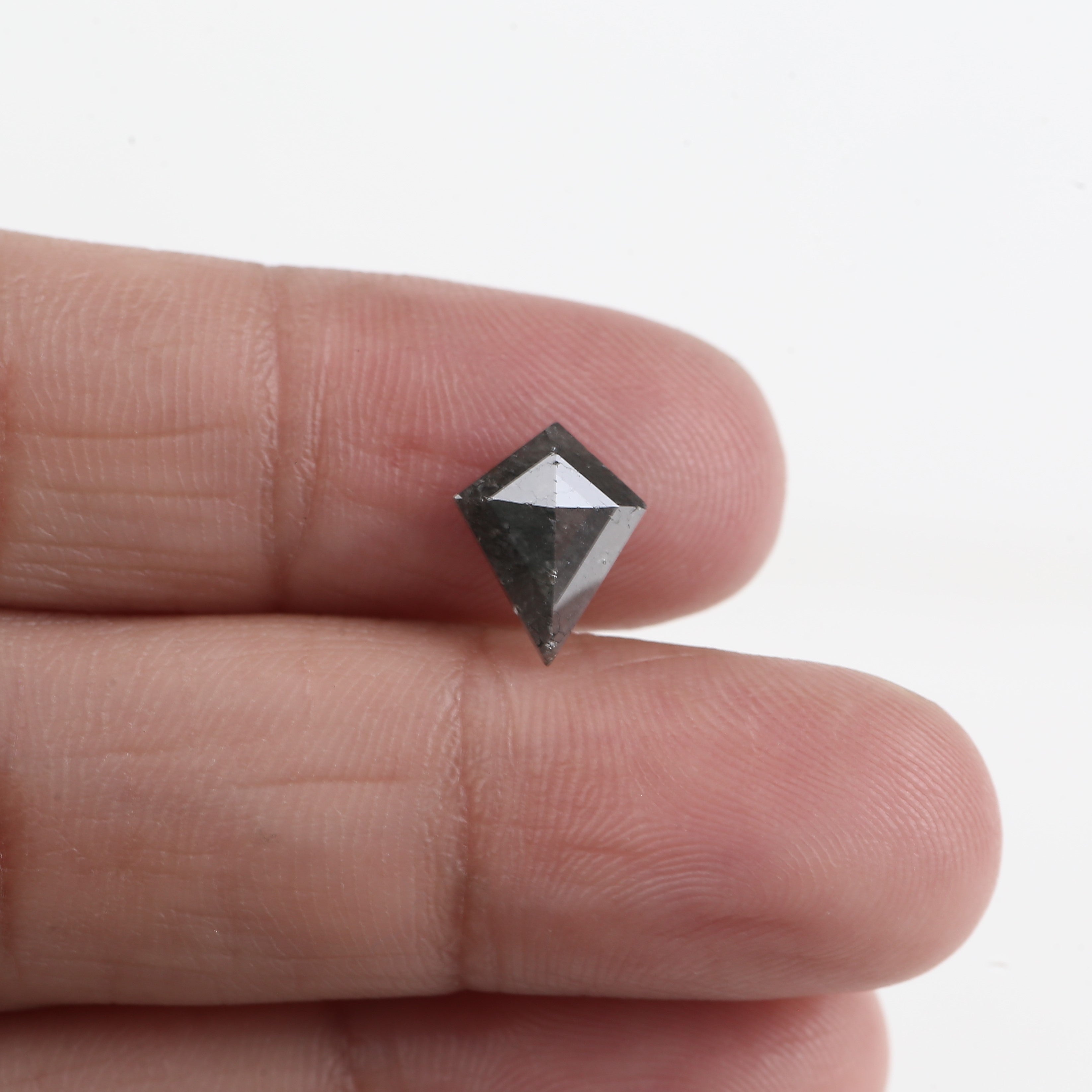 1.71 Carat Kite Black Raw Salt and Pepper Diamond 10.37 MM