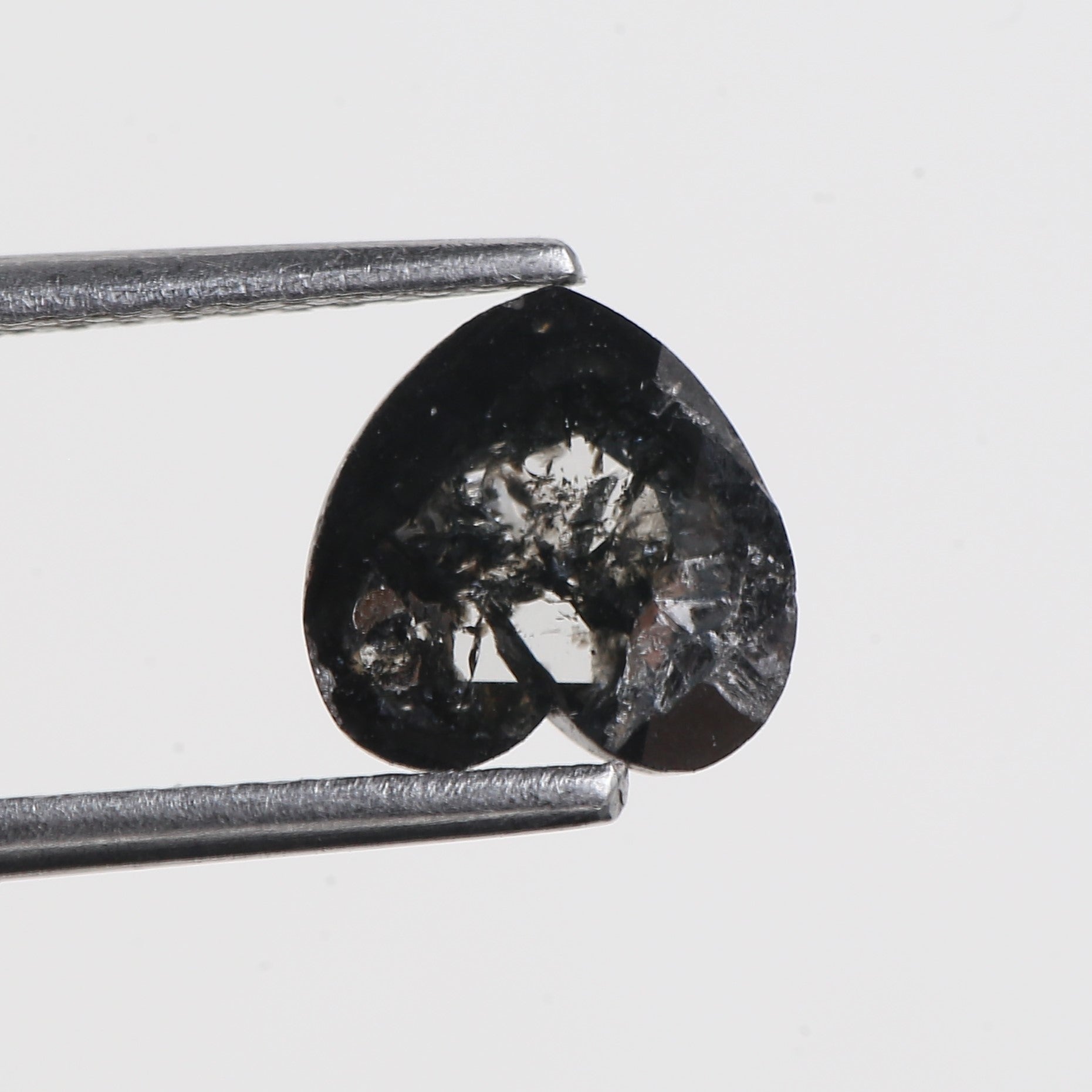 0.91 Carat Natural Black Loose Heart Shaped Salt And Pepper Diamond 7.10 MM